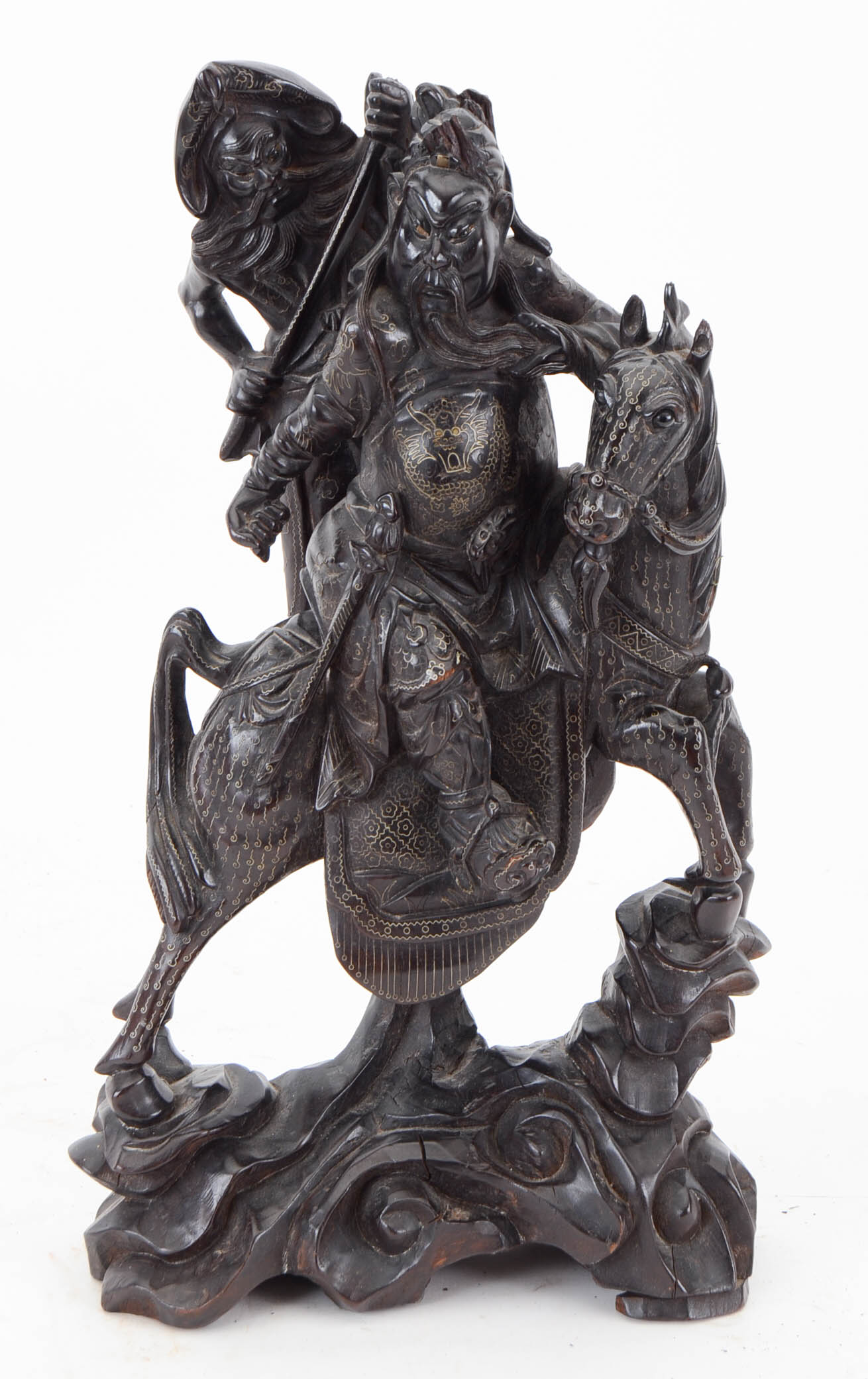 Pair of Large Chinese Warrior Figural Carvings