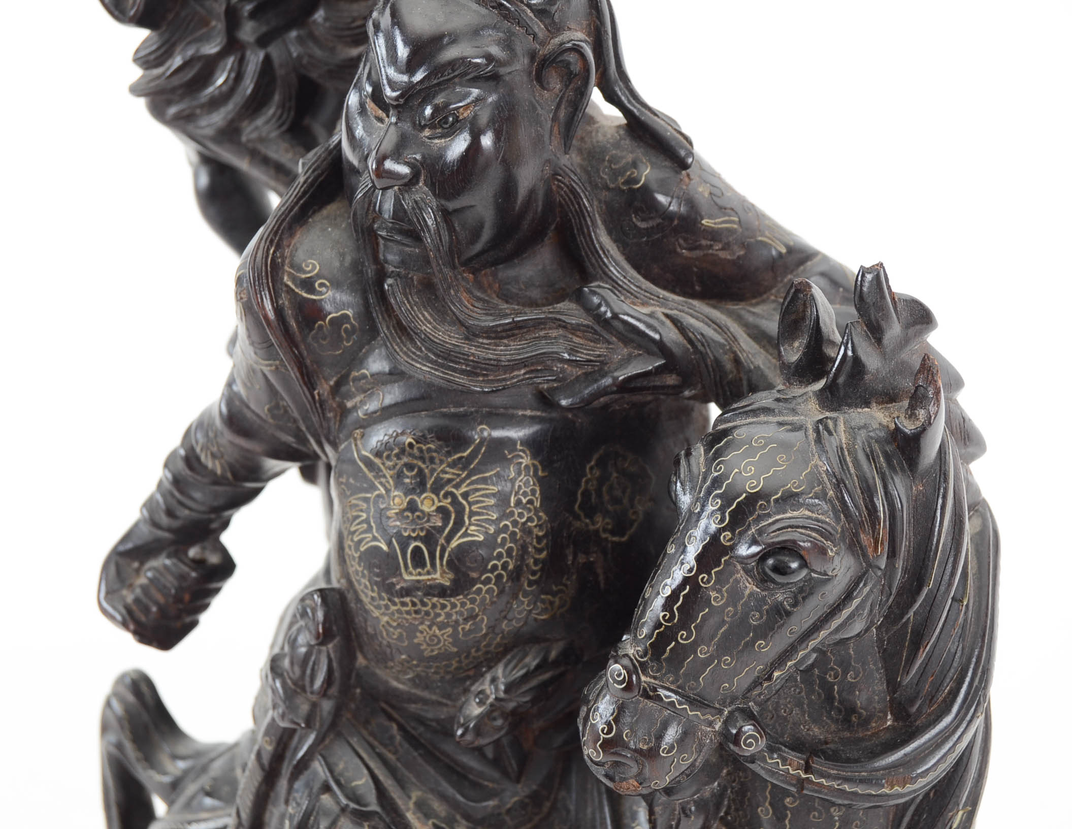 Pair of Large Chinese Warrior Figural Carvings