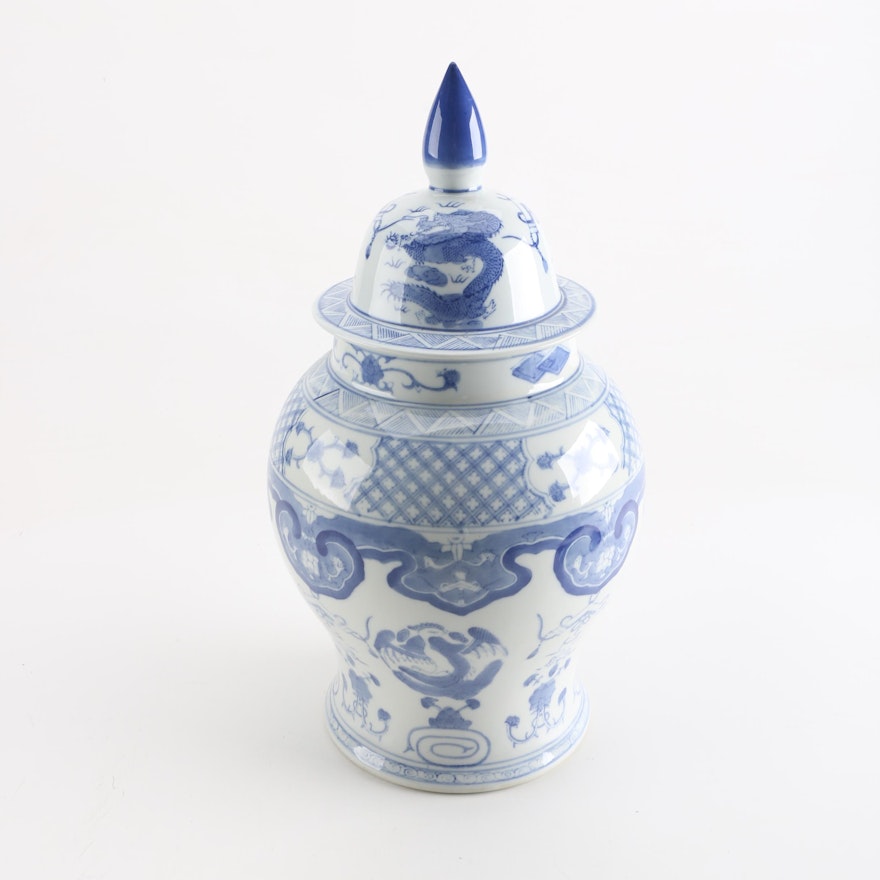 Chinese Blue and White Ceramic Ginger Jar