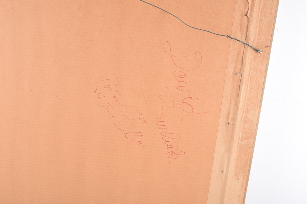 Oil on Paper in the Manner of David Burliuk "Portrait of Max with John's Guitar"