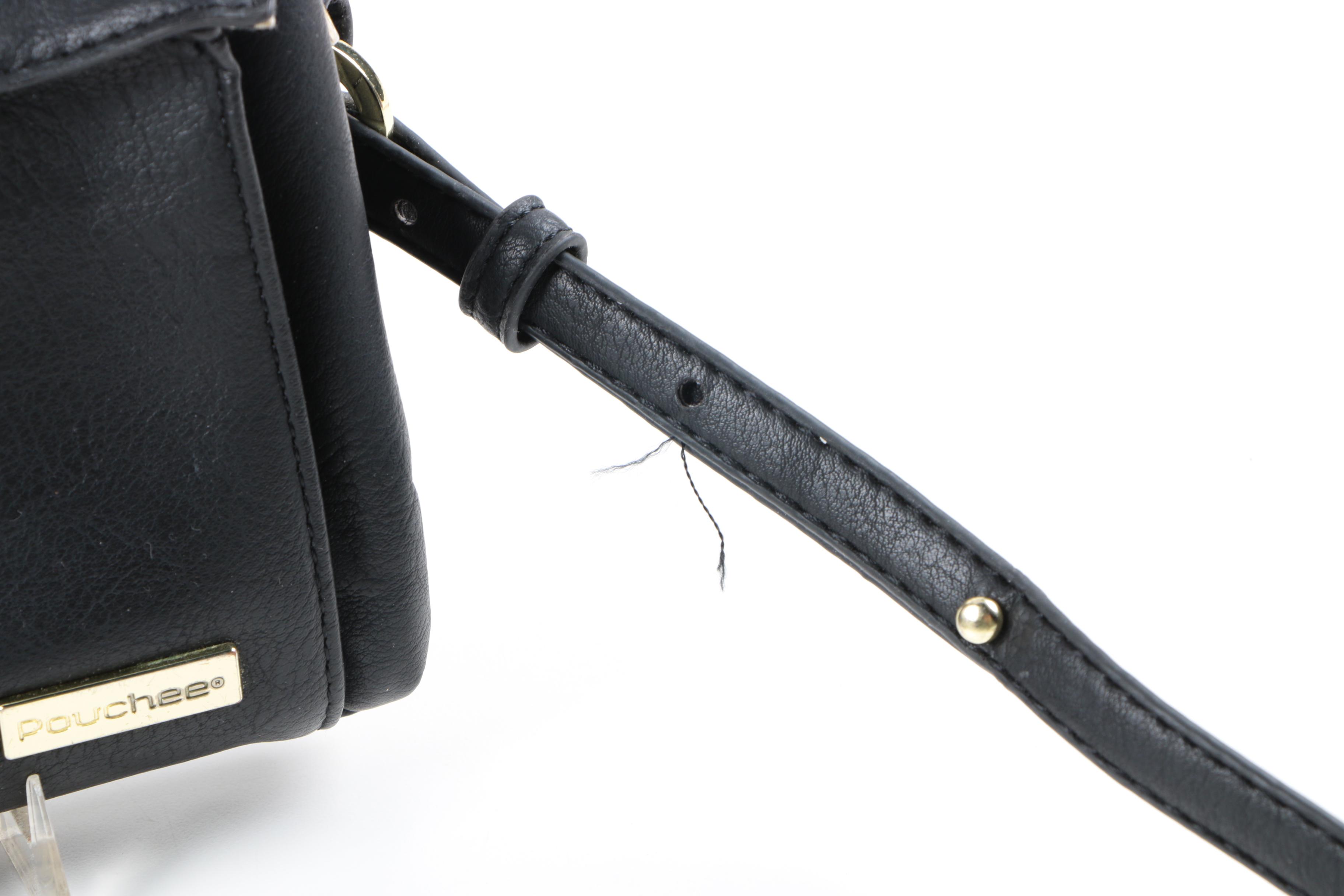 Pouchee Black Leather Crossbody Purse