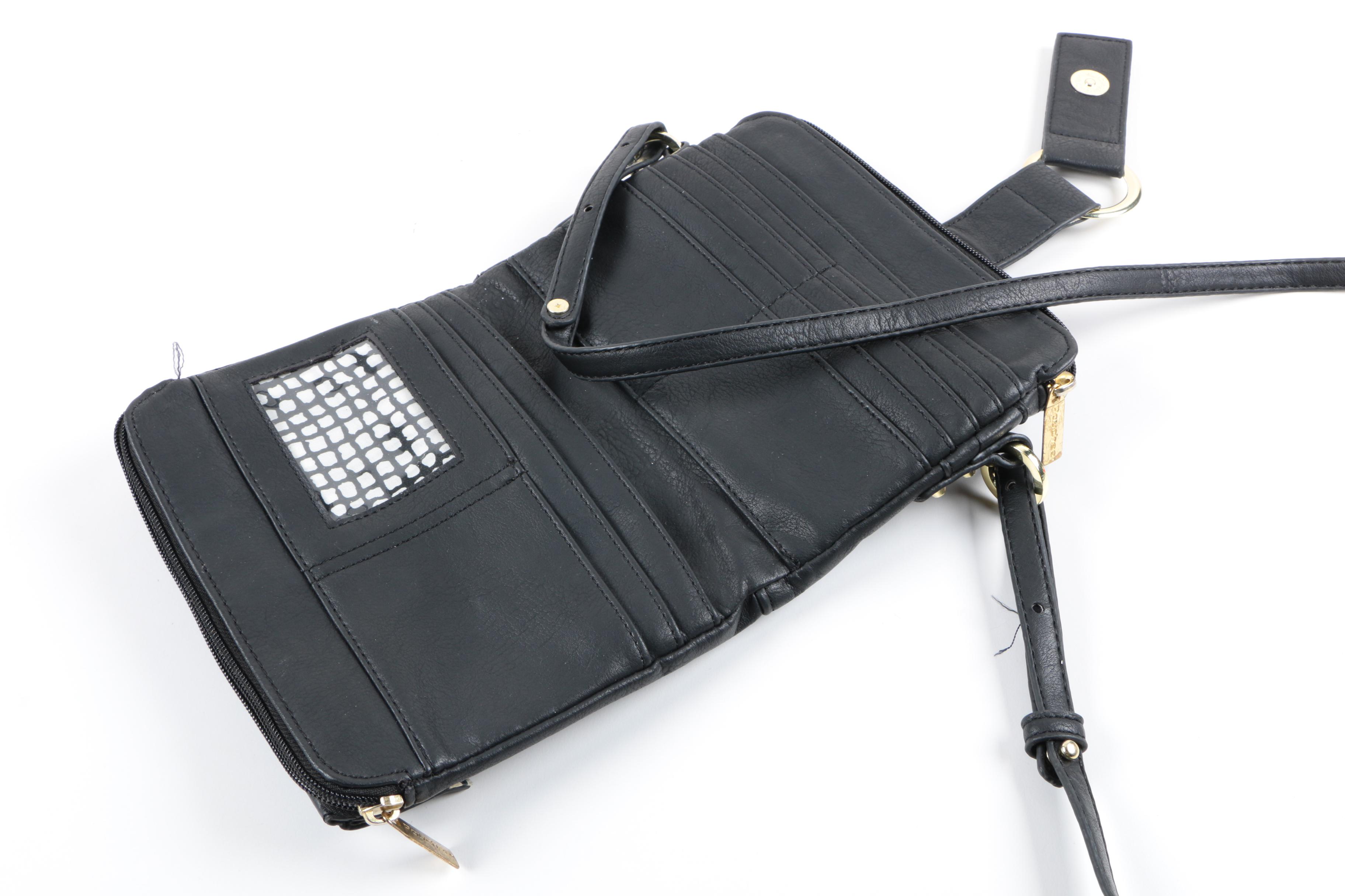 Pouchee Black Leather Crossbody Purse