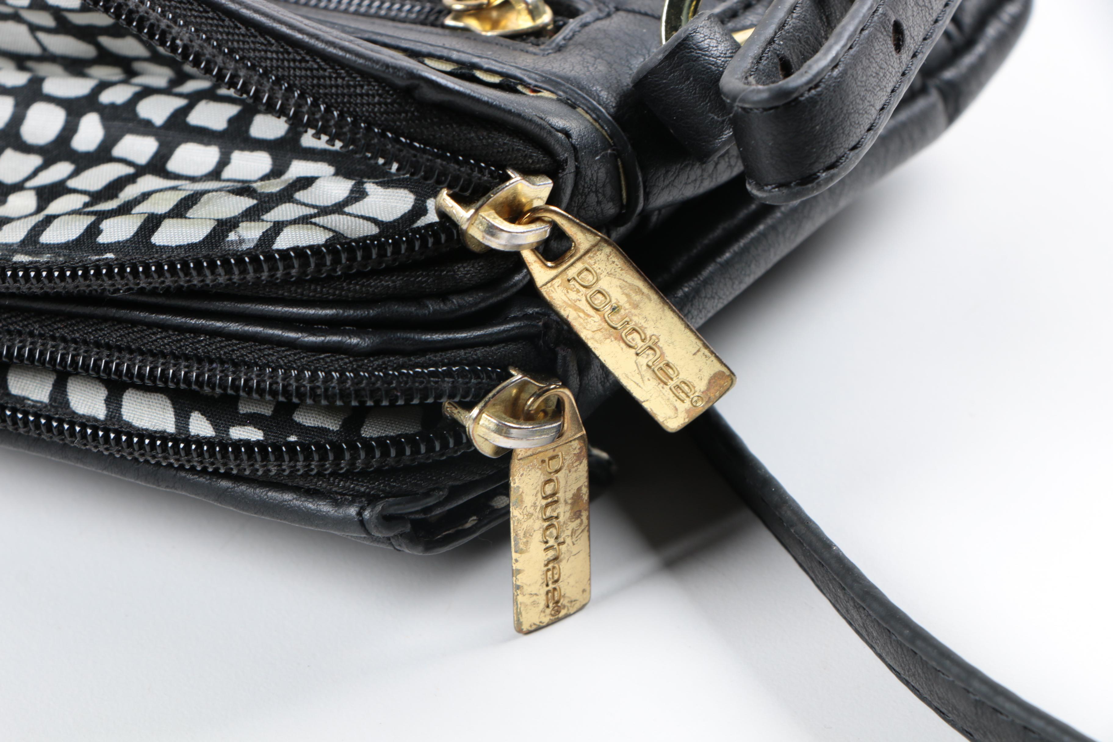 Pouchee Black Leather Crossbody Purse