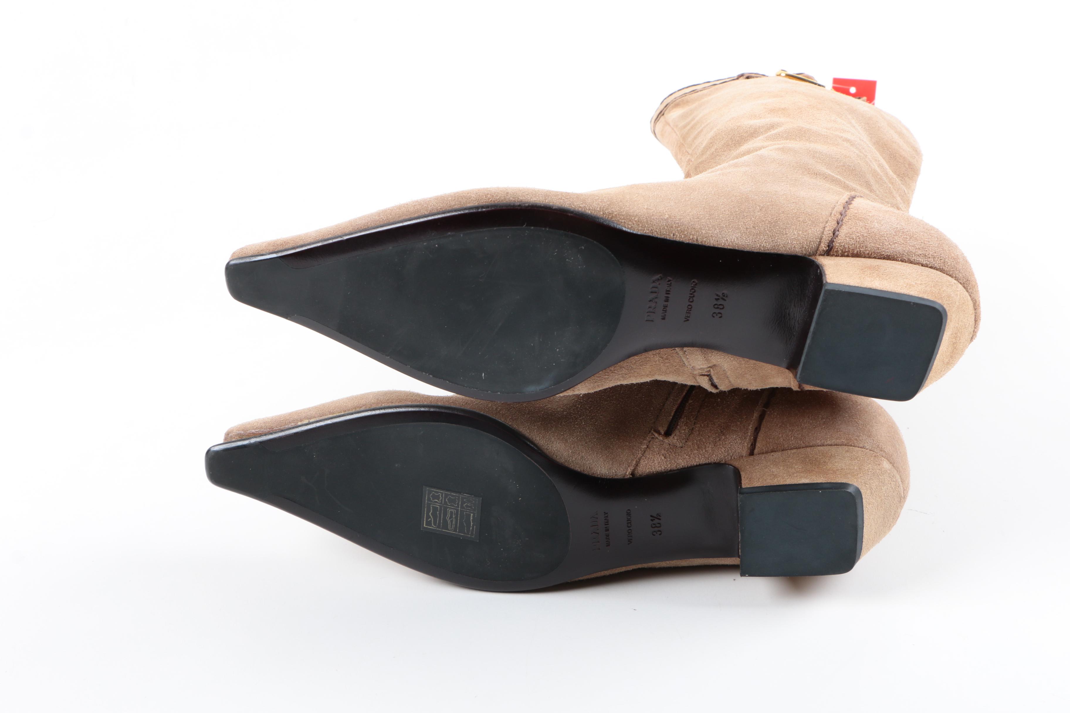 Prada Tan Suede Boots