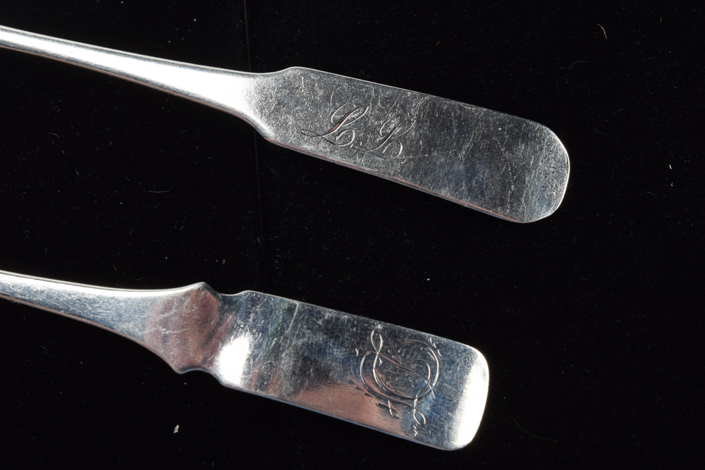 19th Century Coin Silver Fiddle Handle Spoons