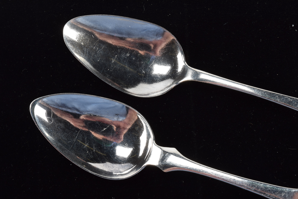 19th Century Coin Silver Fiddle Handle Spoons