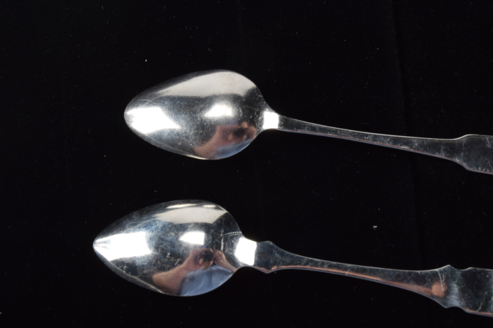 19th Century Coin Silver Fiddle Handle Spoons