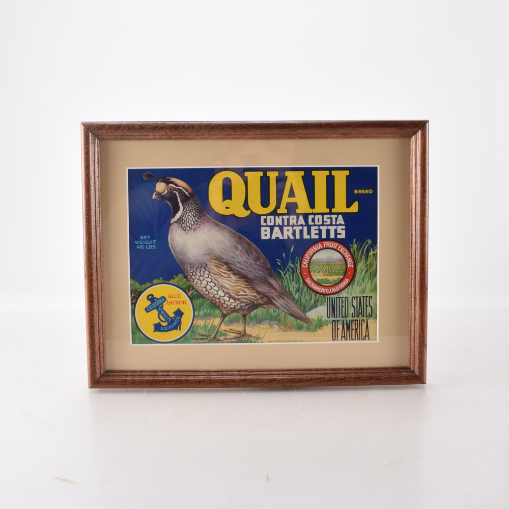 Vintage "Quail Brand" Fruit Crate Label