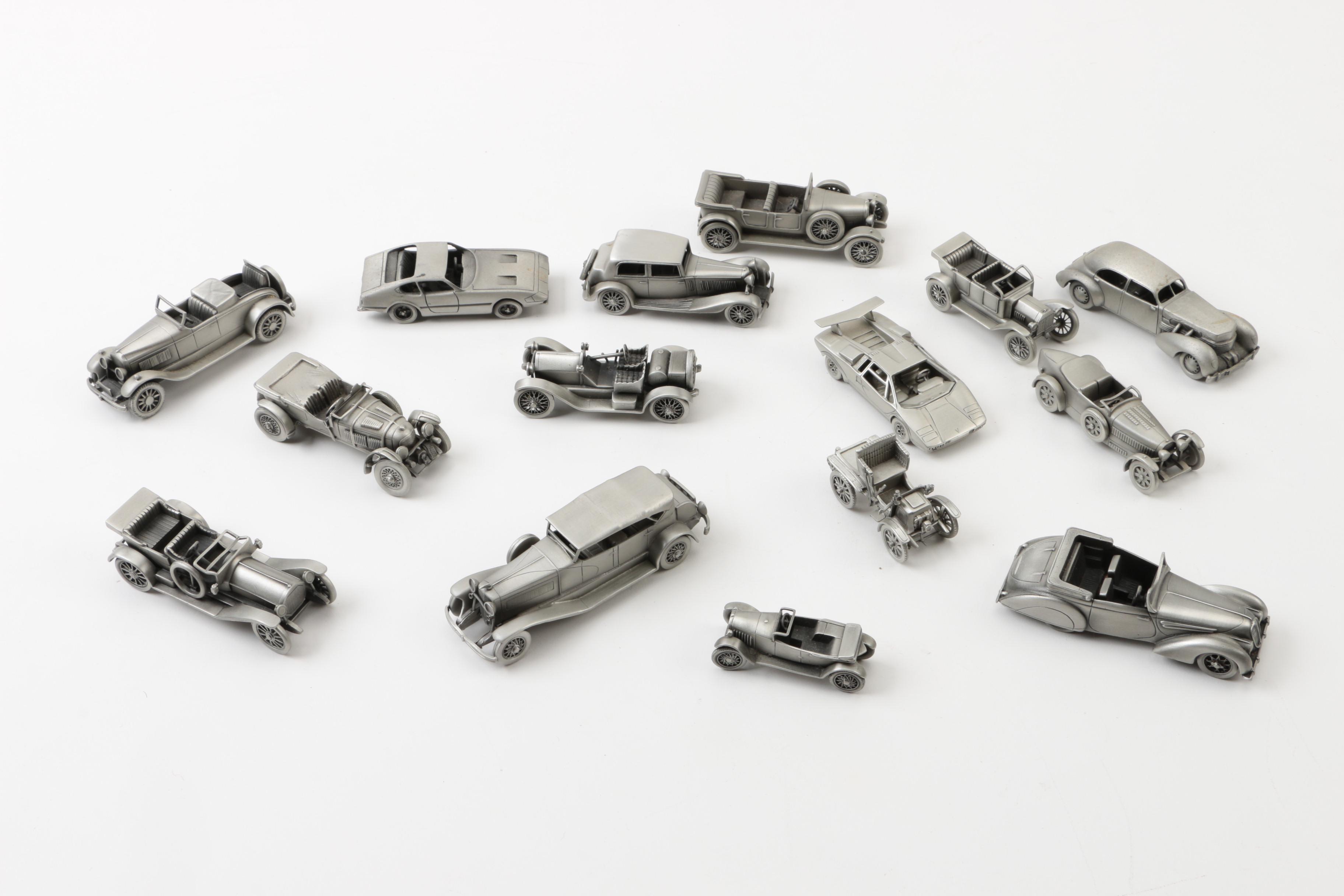 Collection of Danbury Mint Pewter Cars