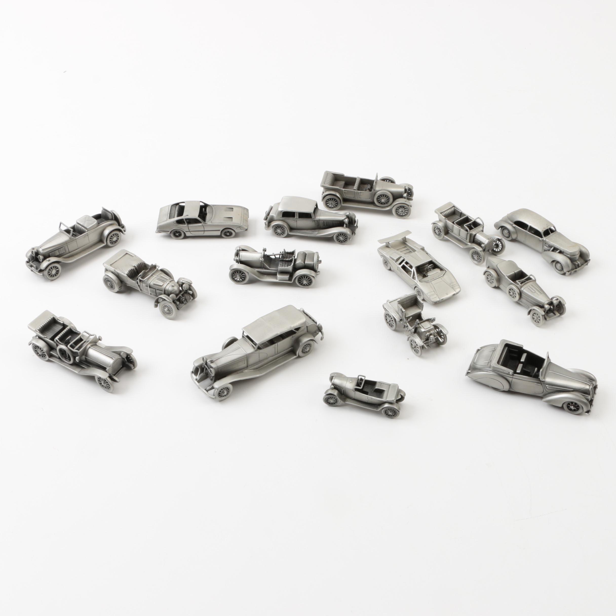 Collection of Danbury Mint Pewter Cars