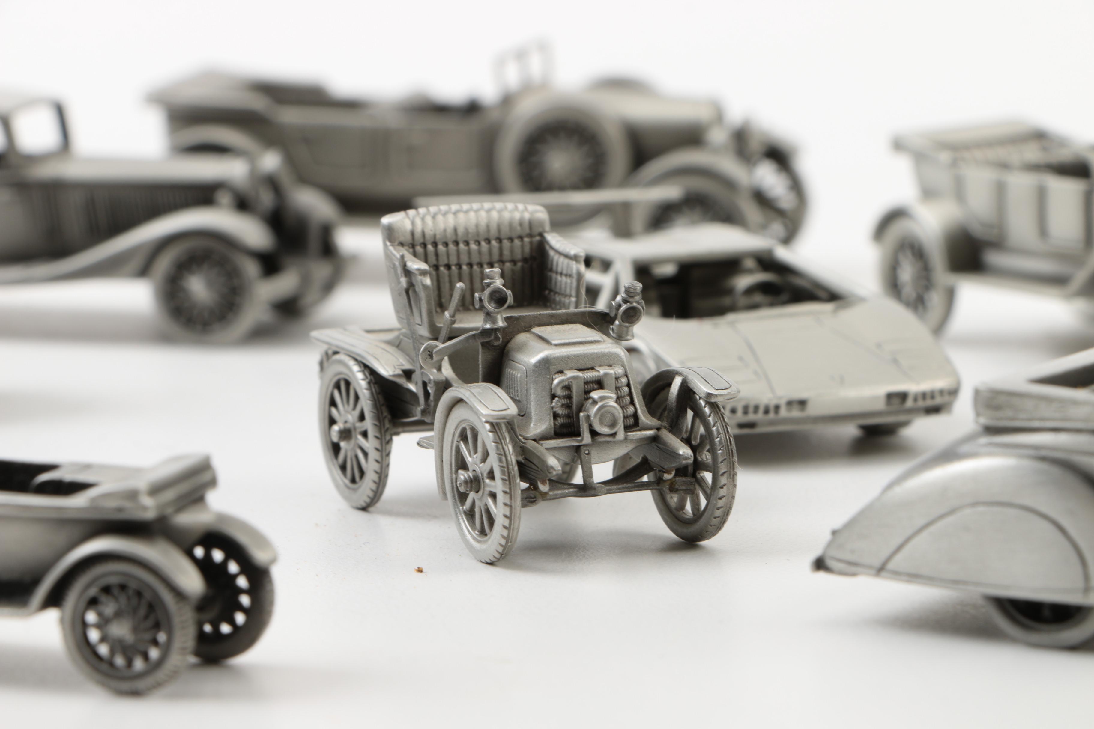 Collection of Danbury Mint Pewter Cars