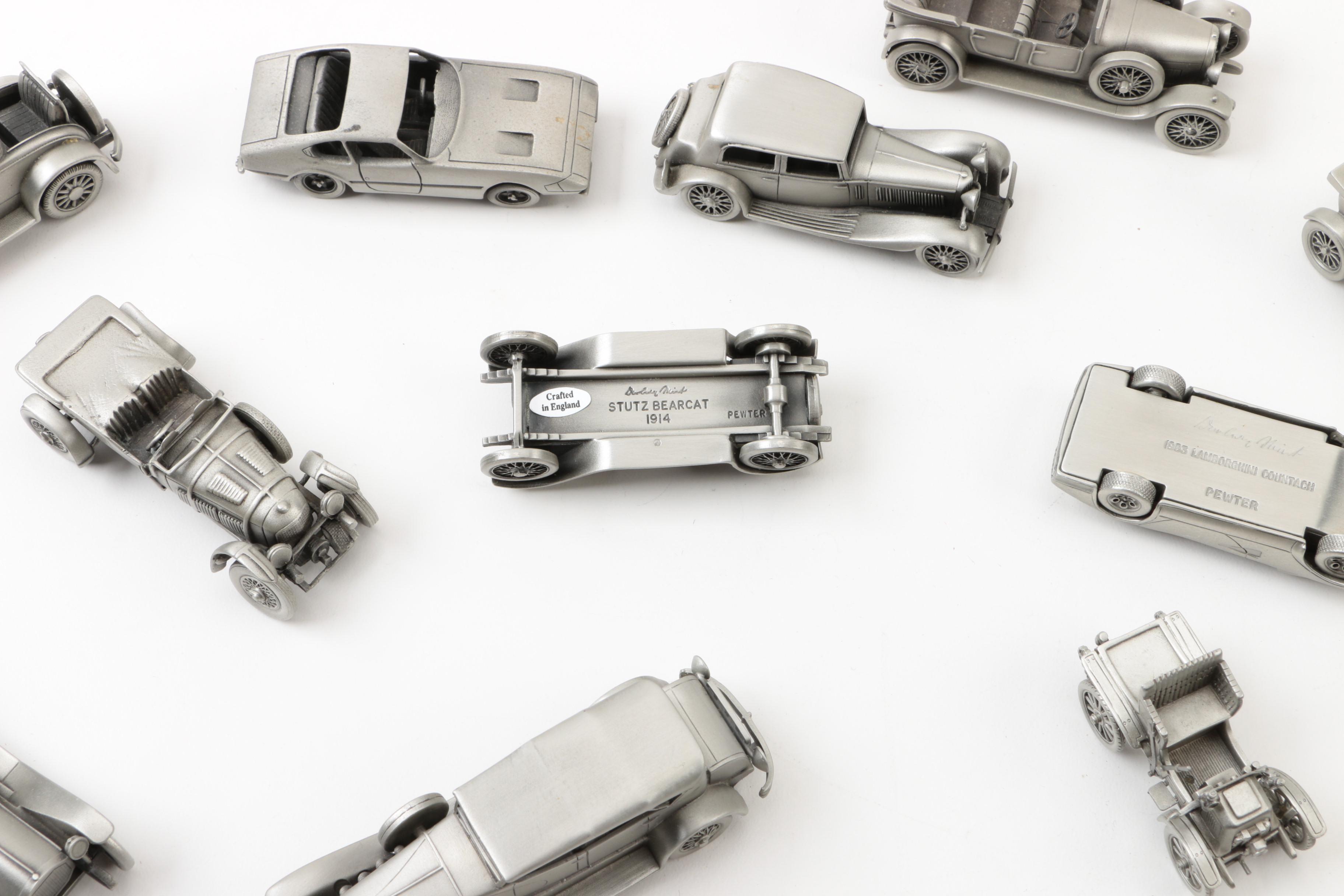 Collection of Danbury Mint Pewter Cars