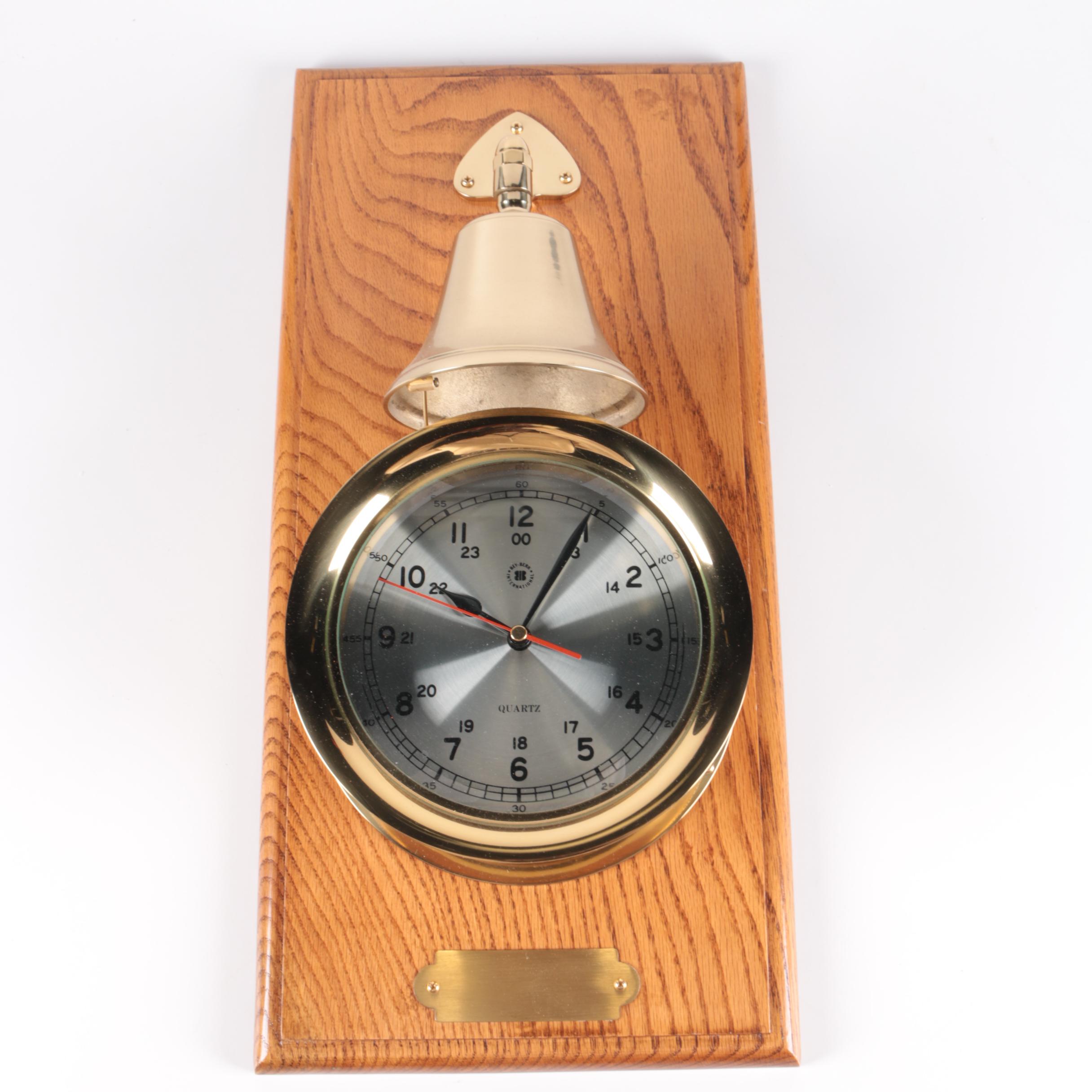 Bey Berk International Ships Bell Clock on Wood