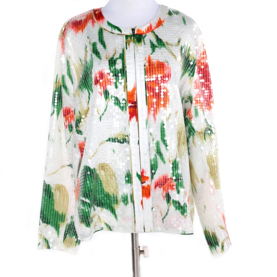 Chico's Sequin Floral Jacket