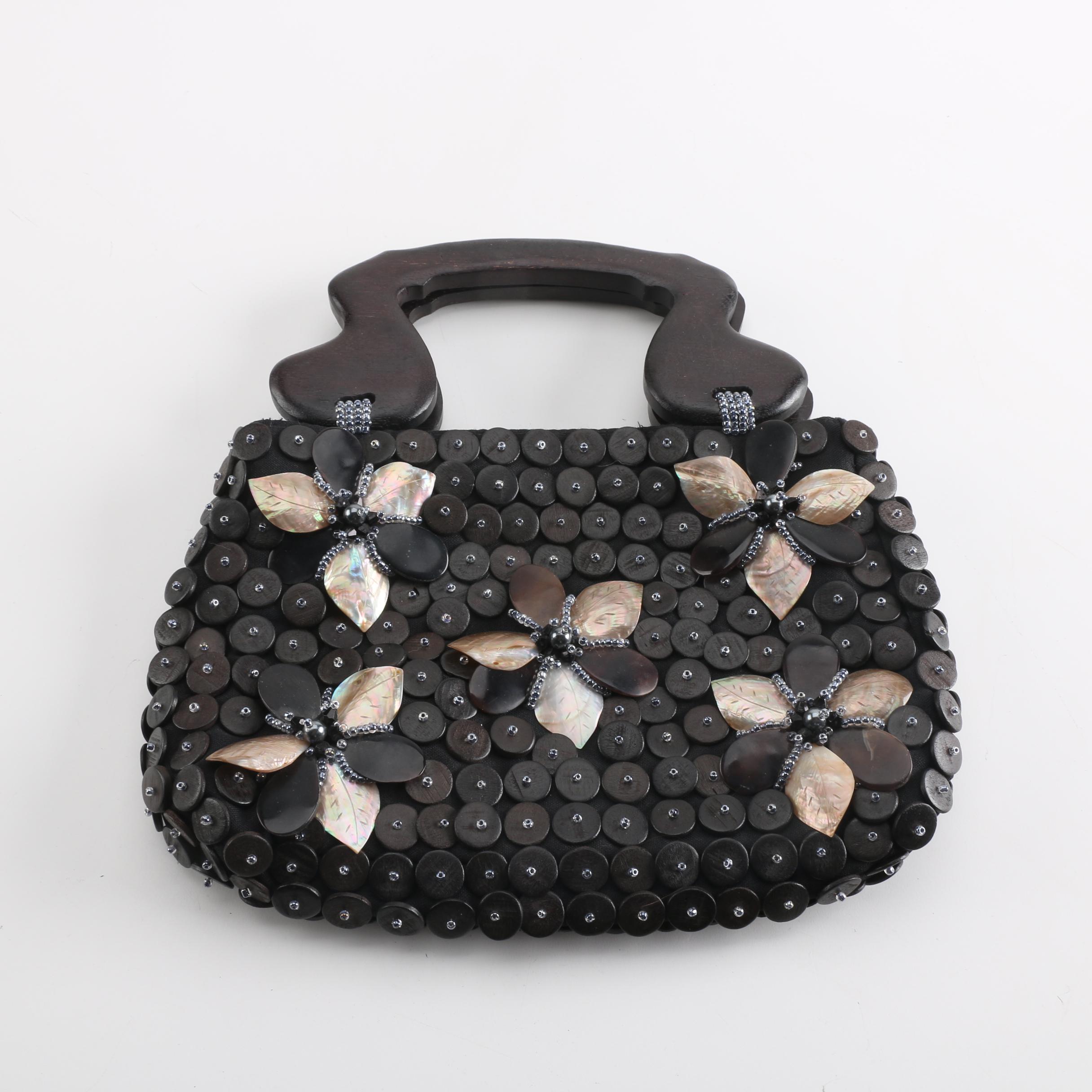 Handmade Wood and Mother of Pearl Handbag