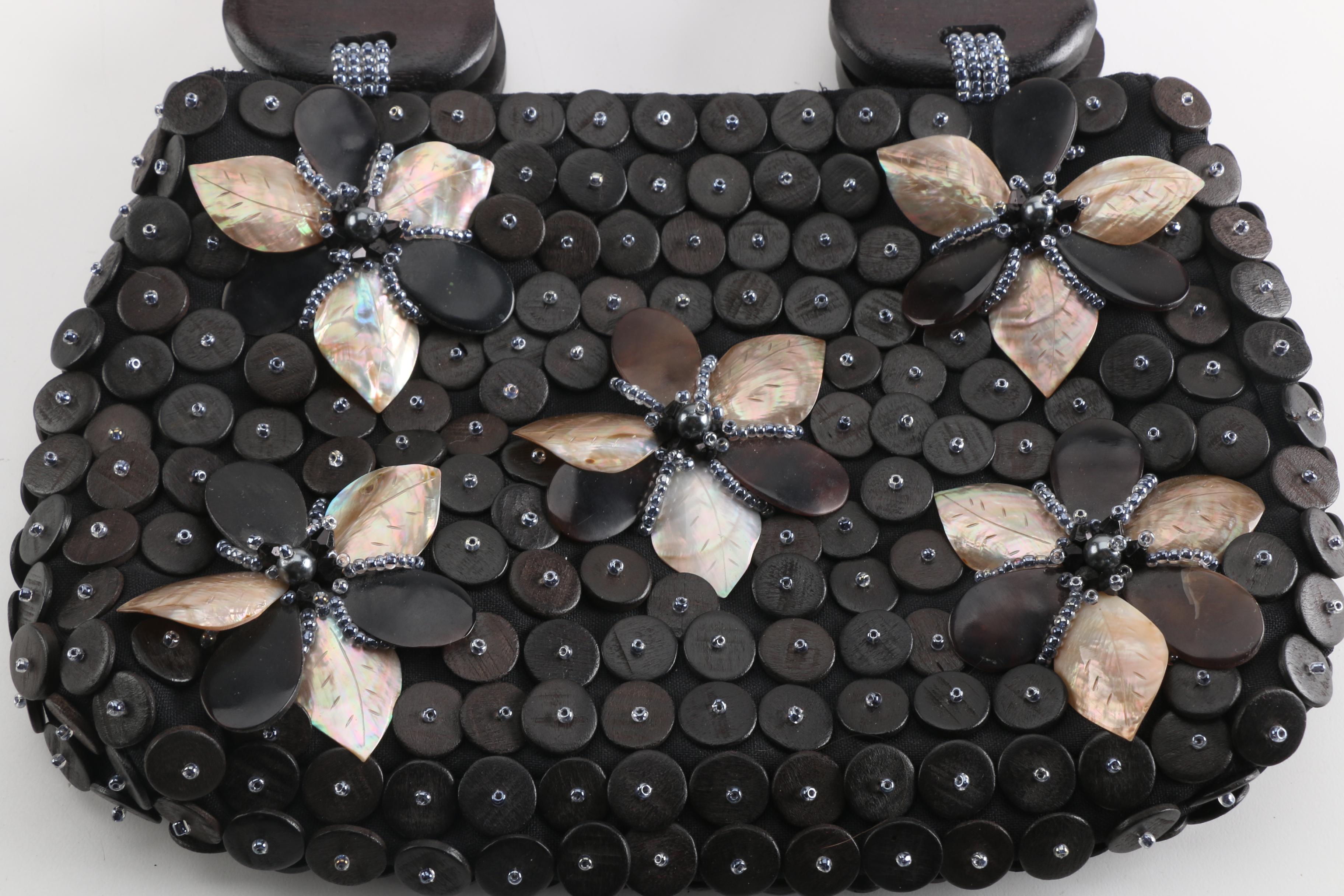 Handmade Wood and Mother of Pearl Handbag