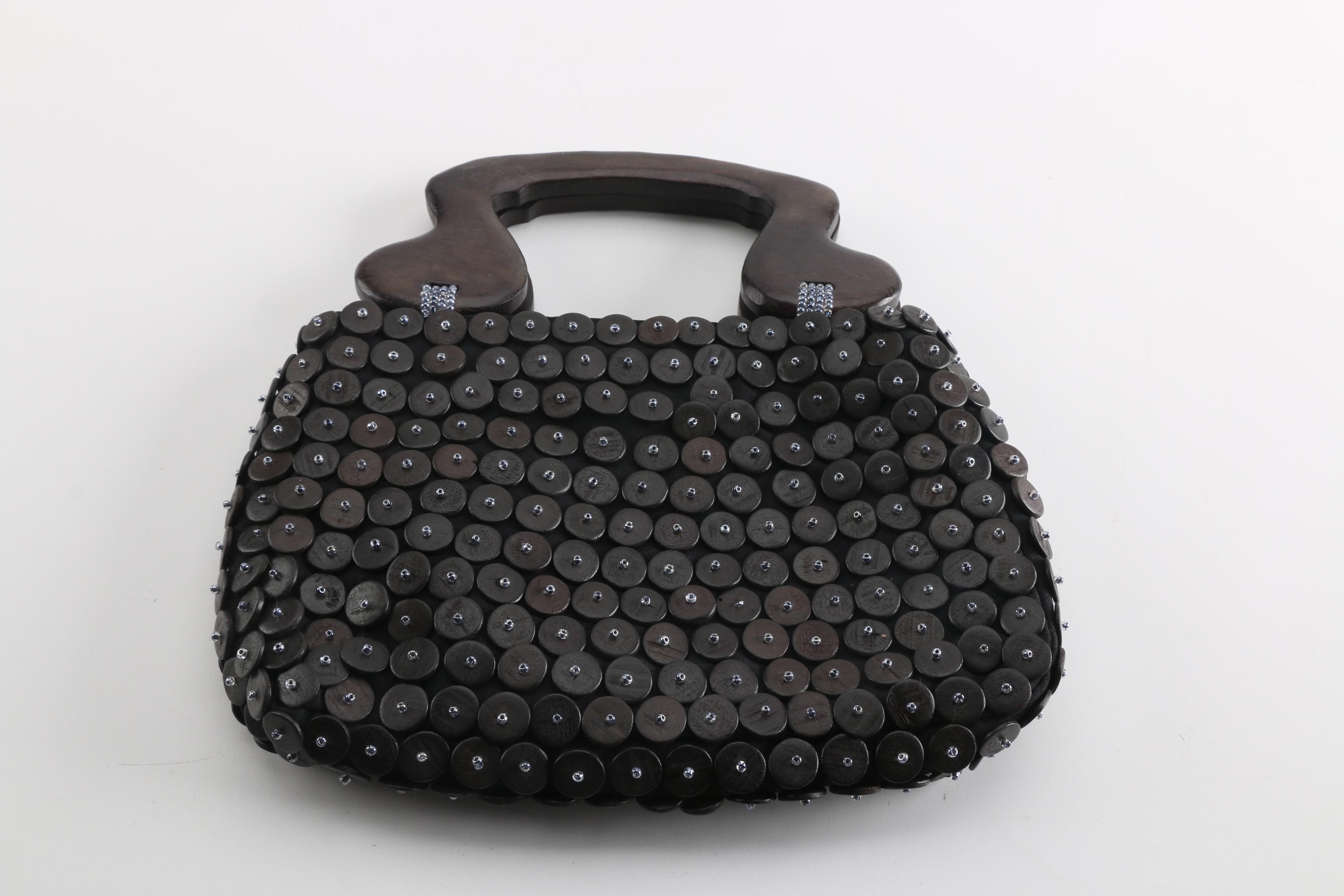 Handmade Wood and Mother of Pearl Handbag