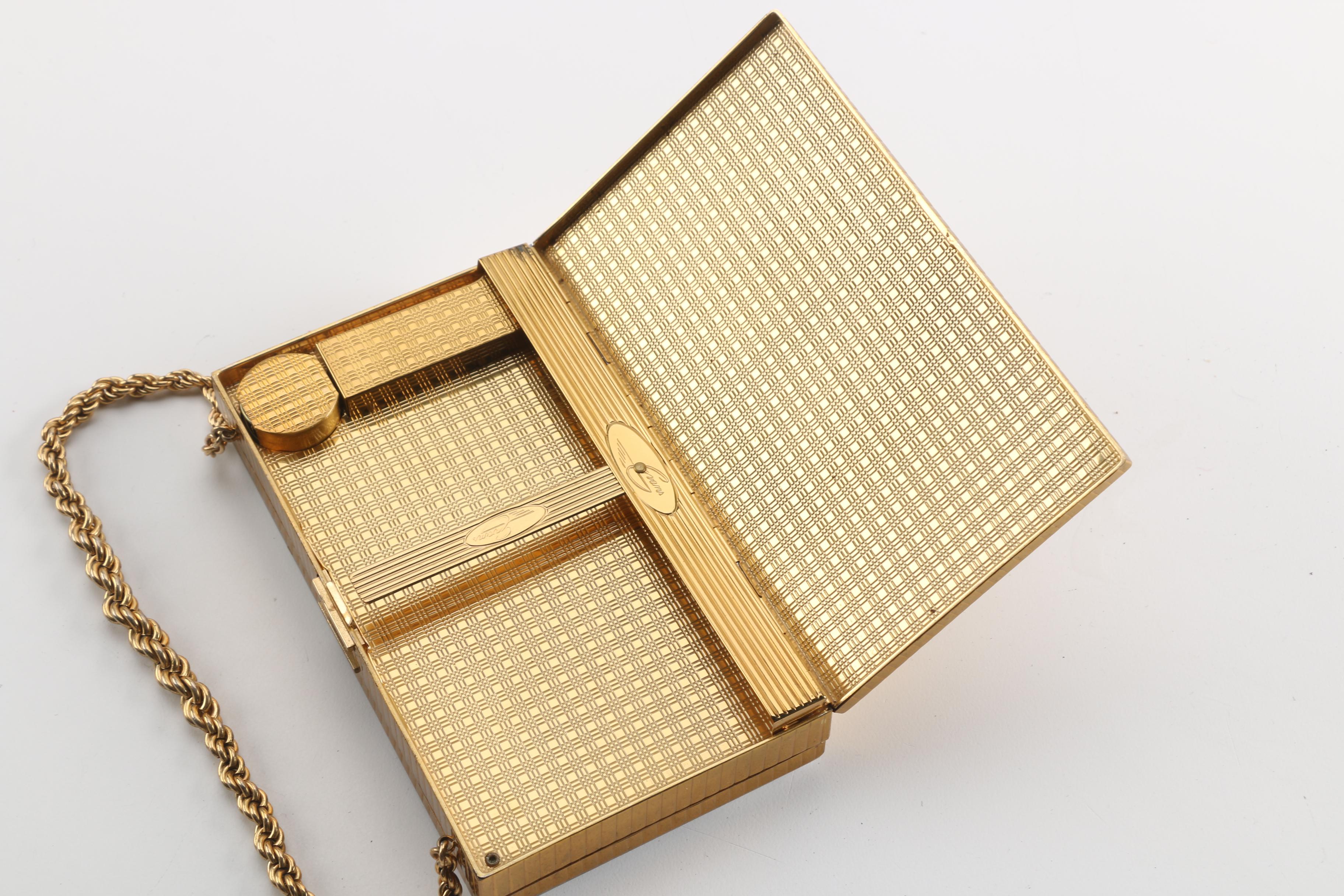 1950s Vintage Evans Mother of Pearl Compact Wristlet and Gold Tone Makeup Case