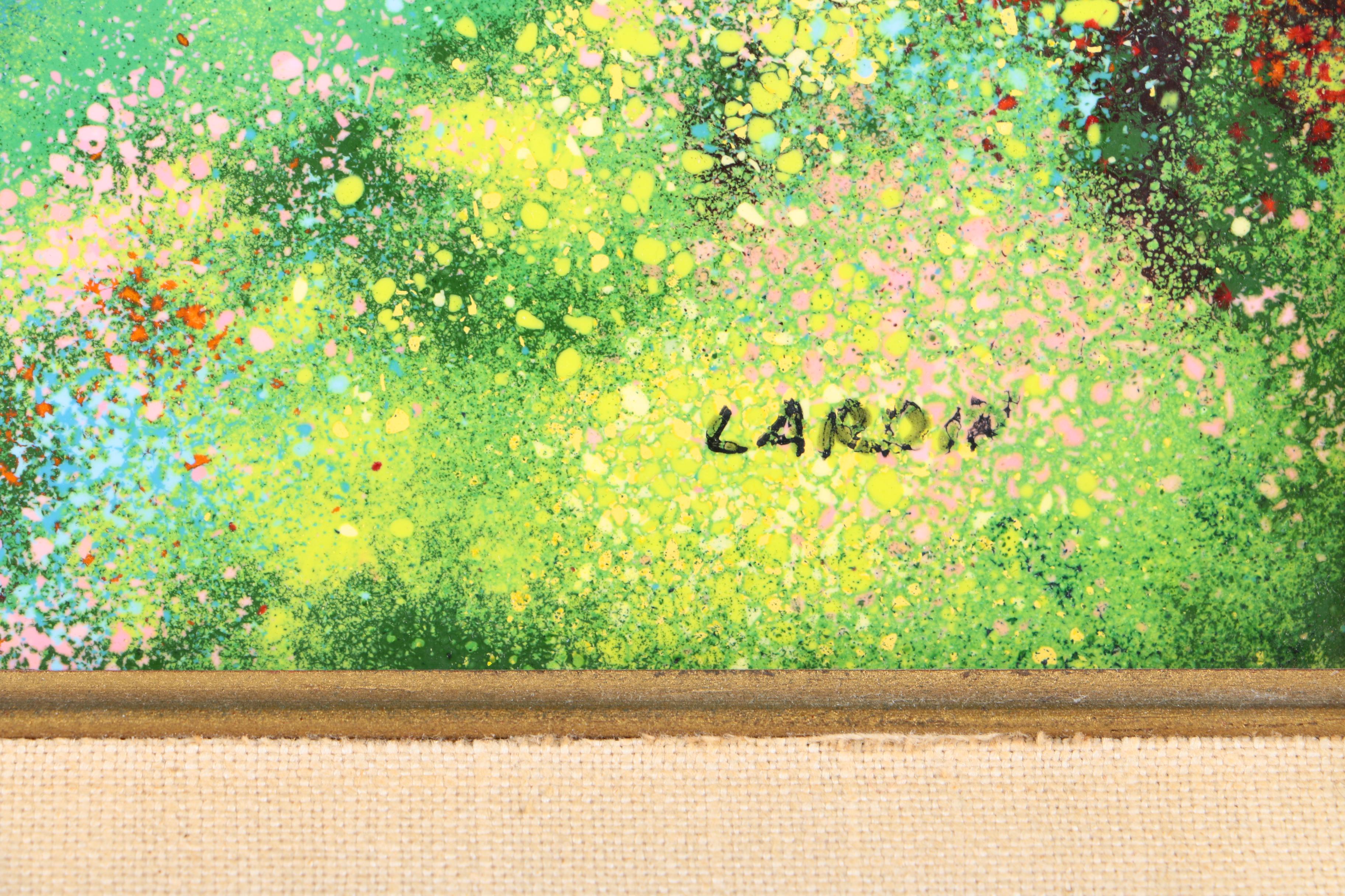 Louis Cardin Enamel Painting on Copper "Les Enfants Avec le Bateau"