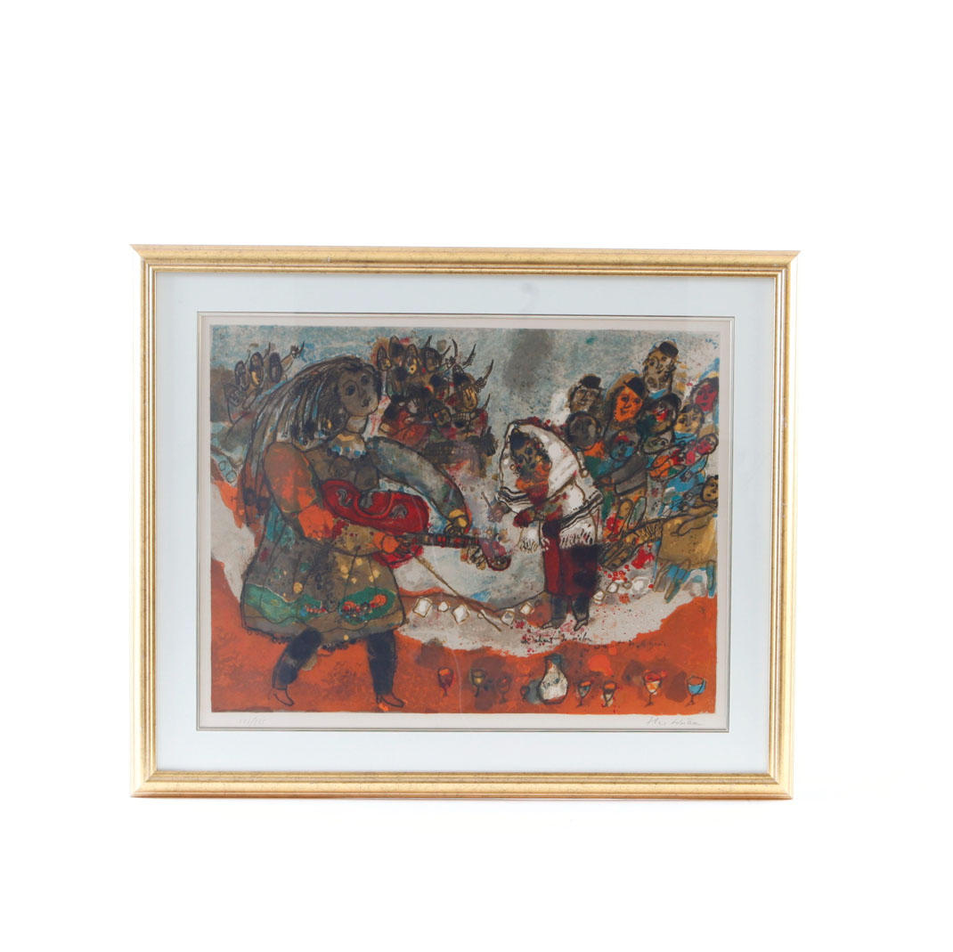 Theo Tobiasse Lithograph 'Un Chant de Violon Qui Nous Sort de Mitzraïn'