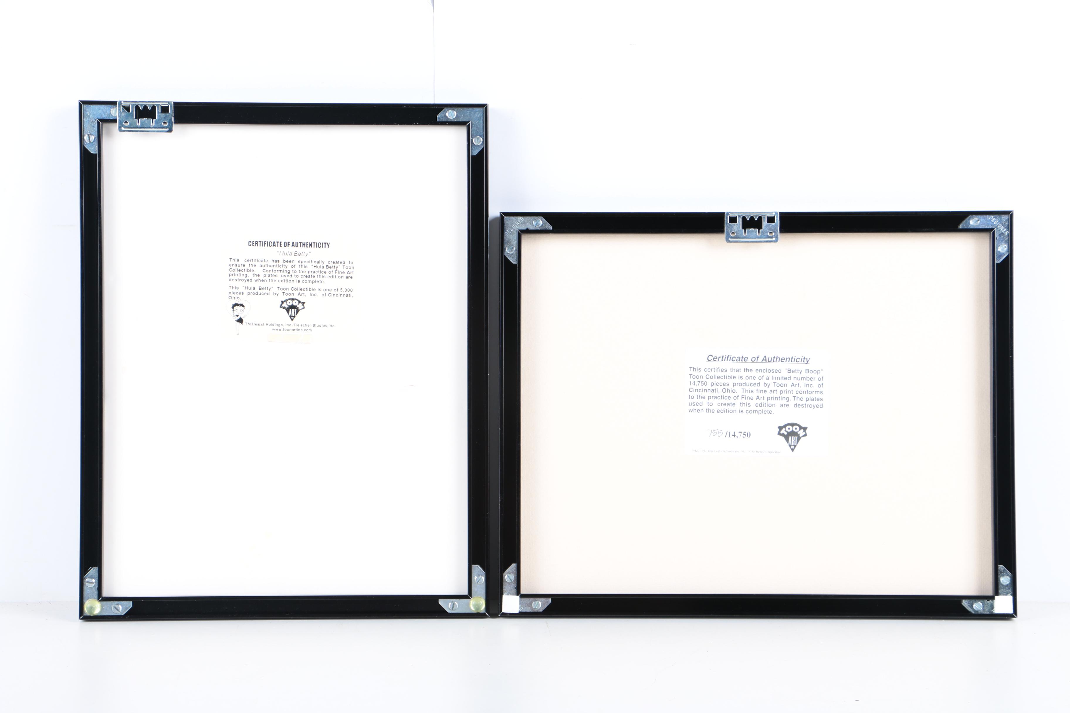 Limited Edition Betty Boop Offset Lithograph Prints Including "Hula Betty"