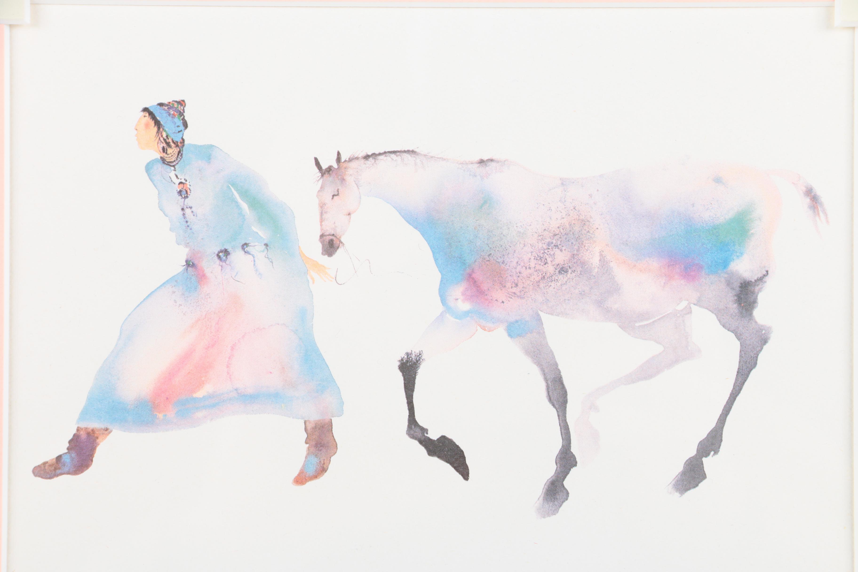 Offset Lithograph After Carol Grigg "Walking Horse Woman"