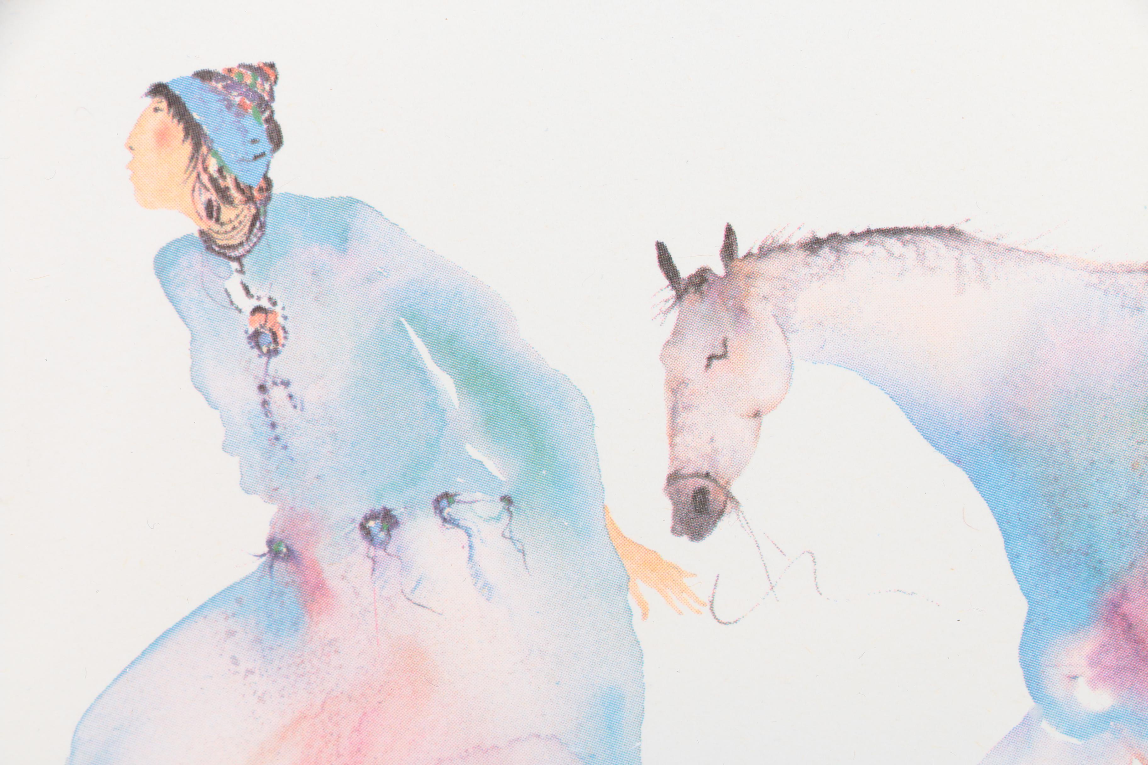 Offset Lithograph After Carol Grigg "Walking Horse Woman"