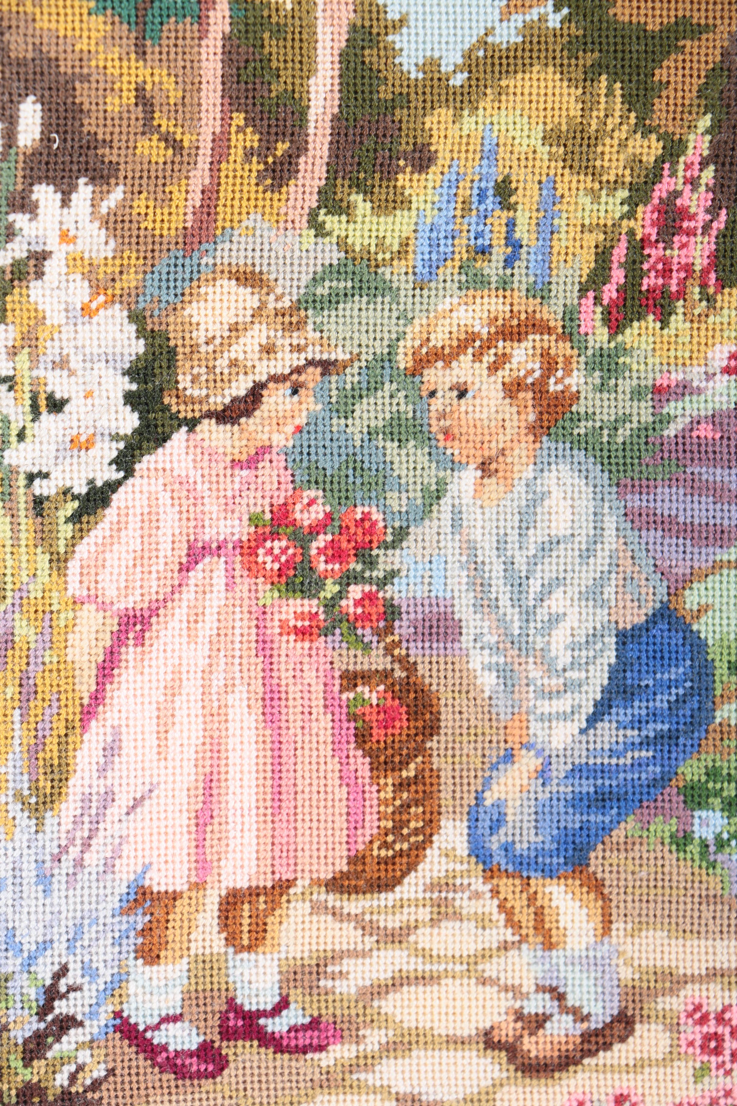 Needlework of Children in a Garden