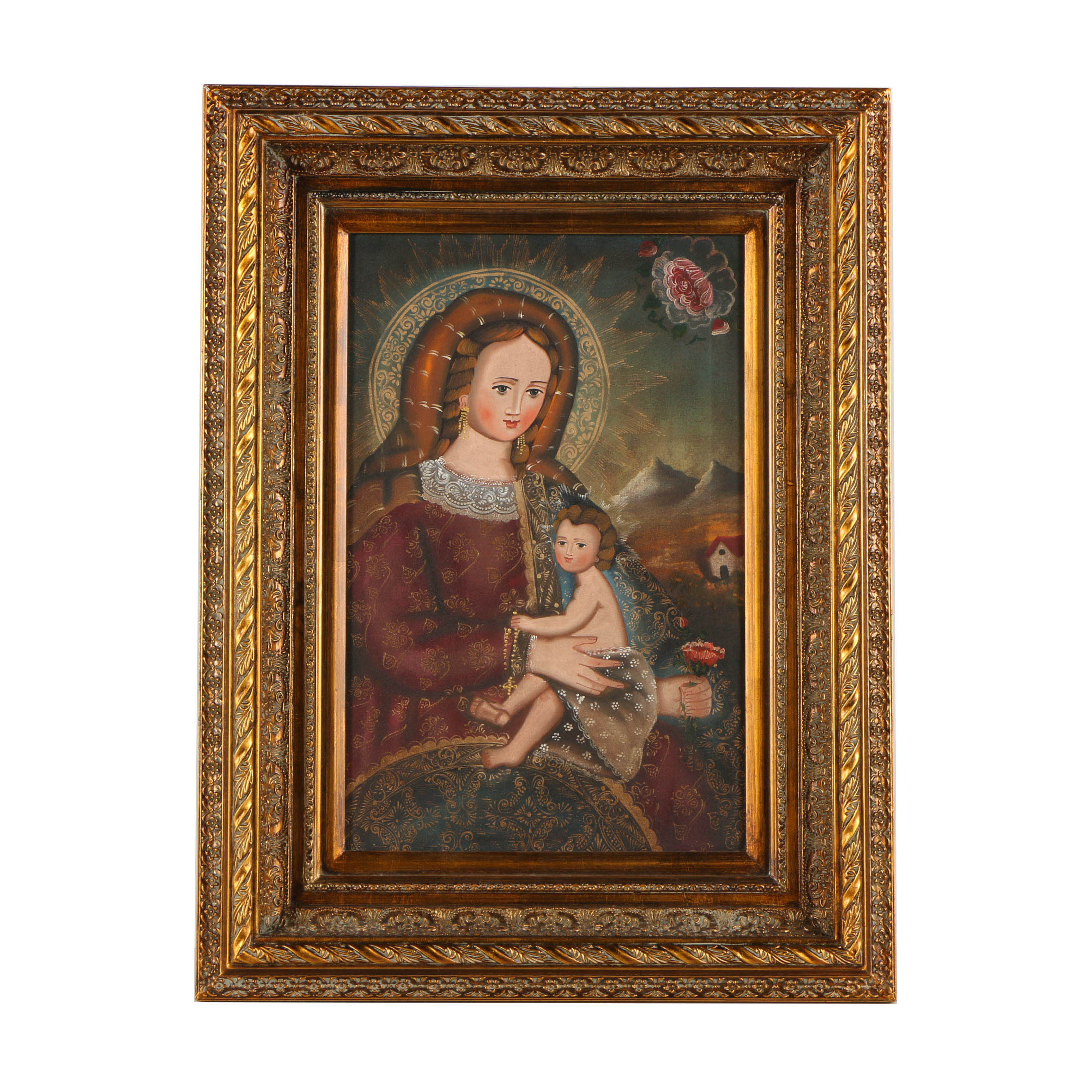 Oil Painting of the Virgin and Child