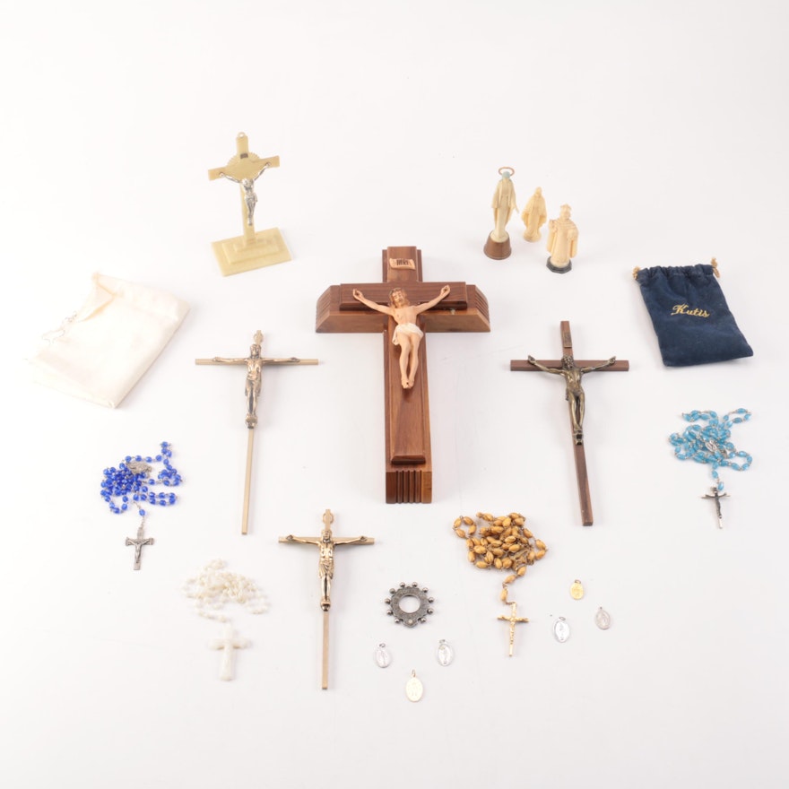 Assorted Christian Rosaries and Décor