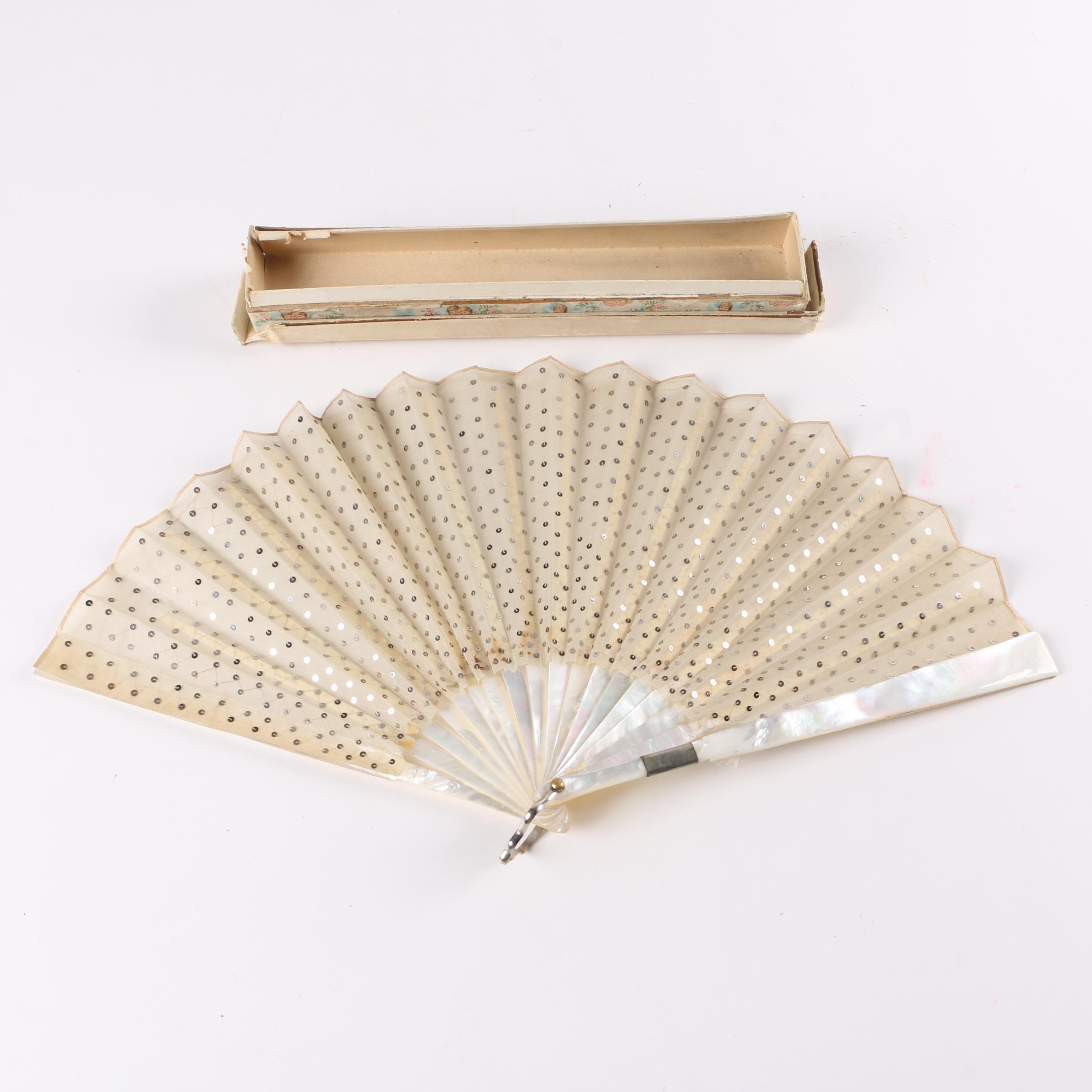 Folding Mother of Pearl Hand Fan