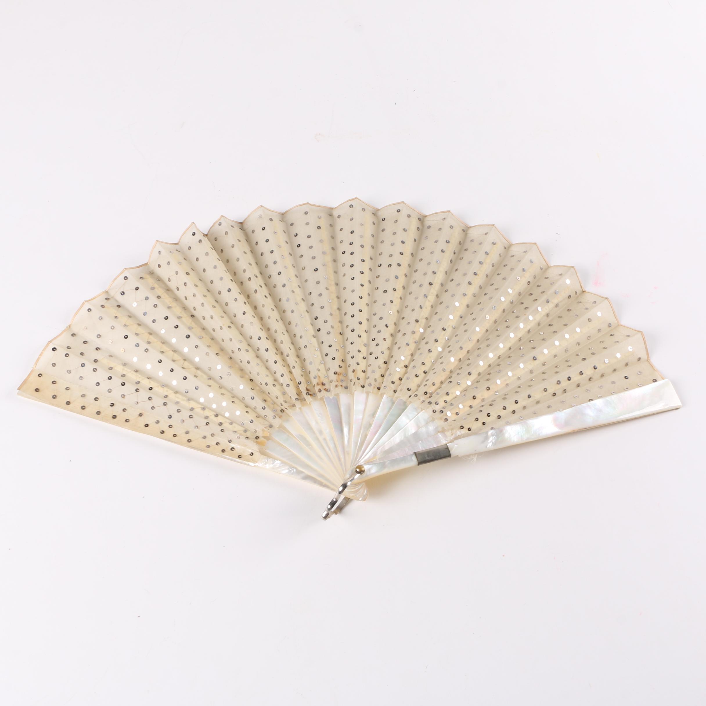 Folding Mother of Pearl Hand Fan