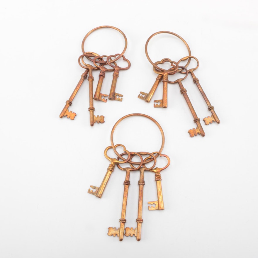 Vintage Copper Skeleton Keys