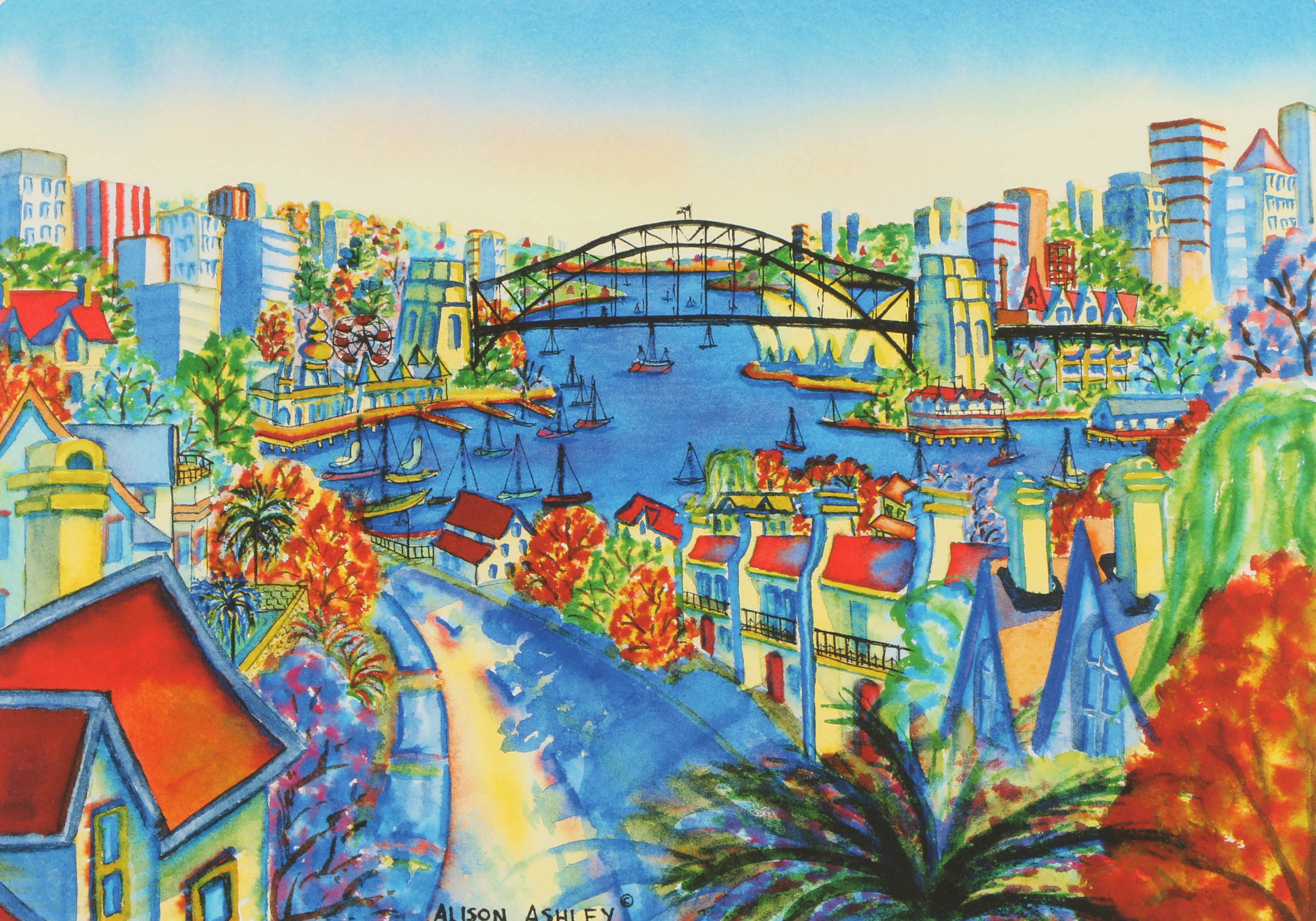 Alison Ashley Limited Edition Lithograph "Blue's Point Views"