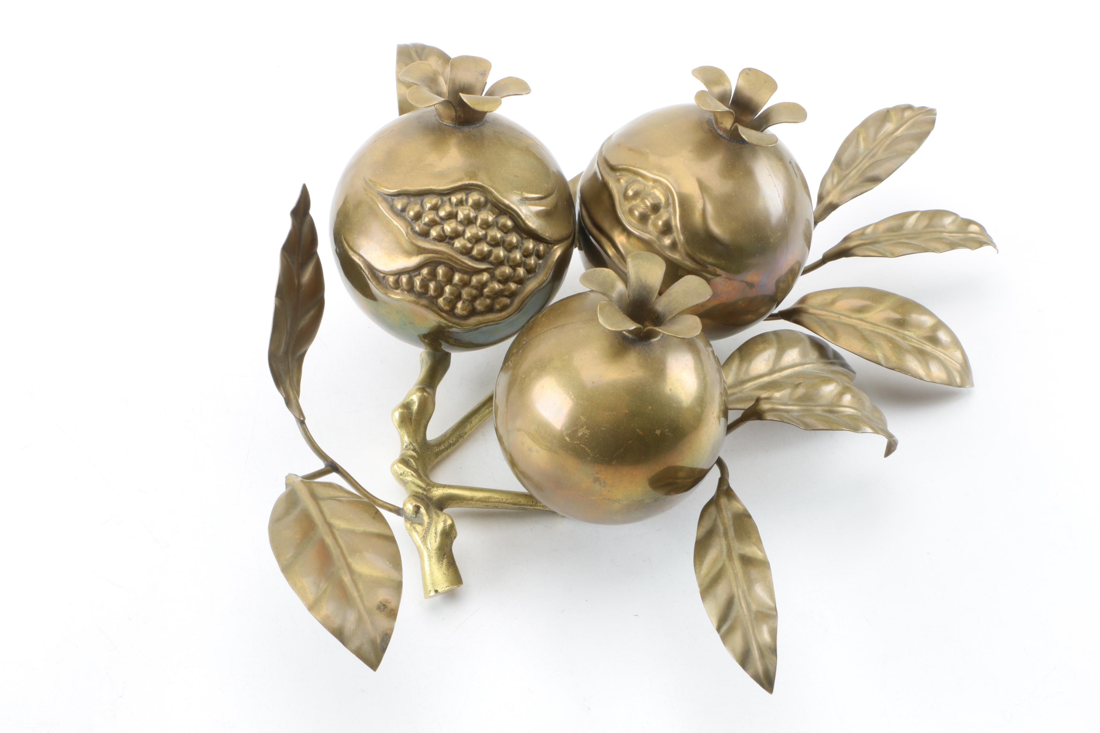 Vintage Brass Pomegranate Decor