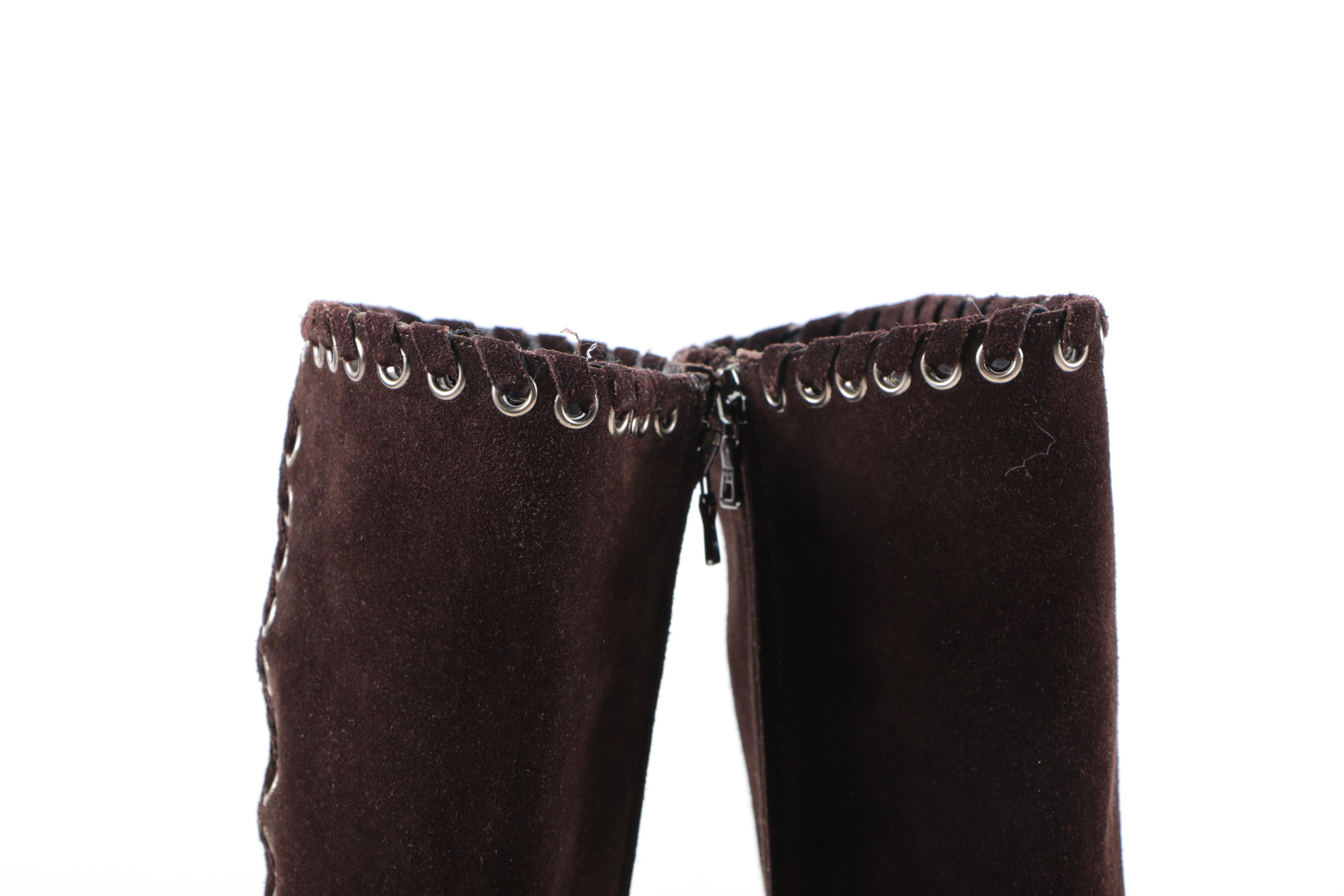 Prada Brown Suede High Heel Boots