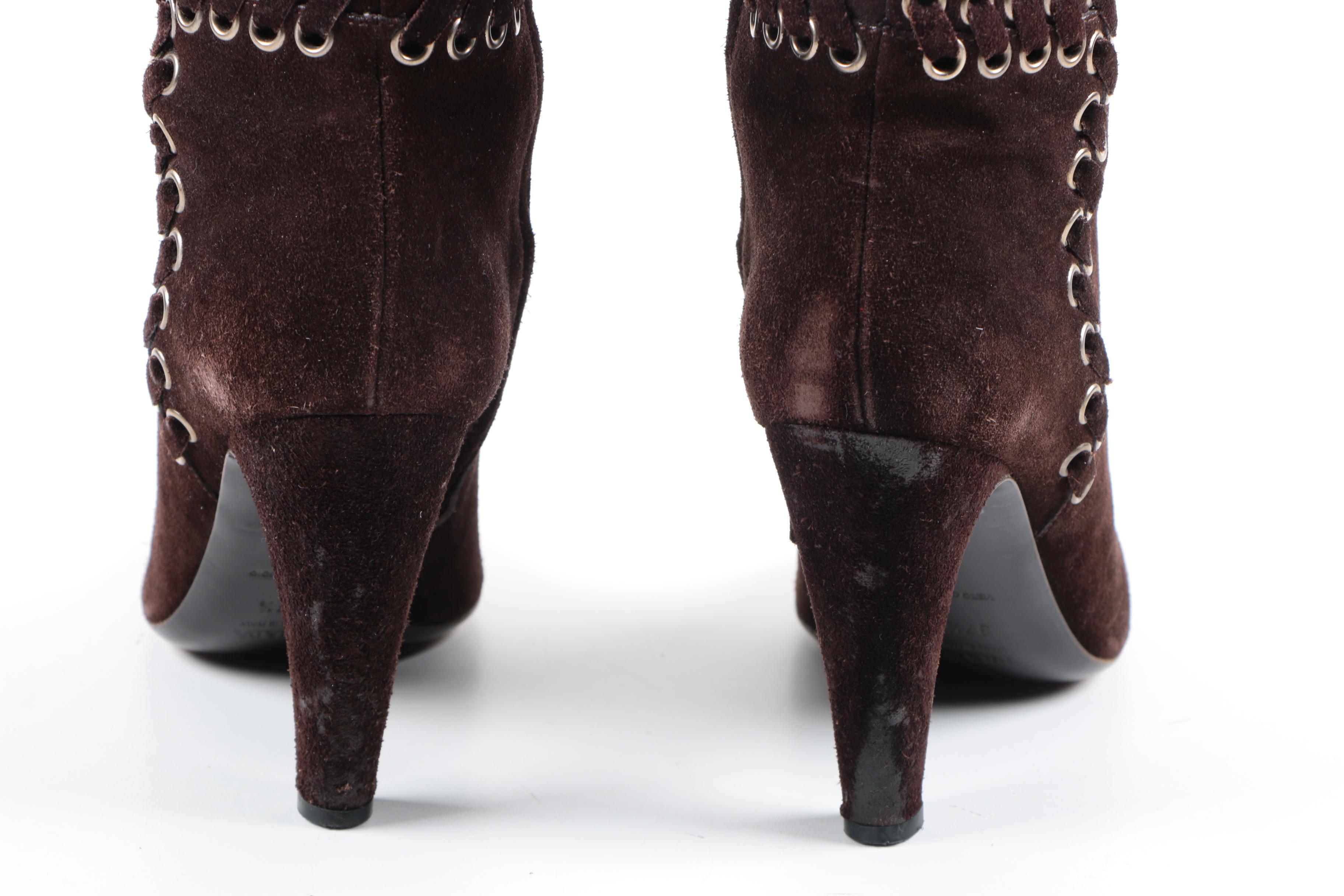 Prada Brown Suede High Heel Boots