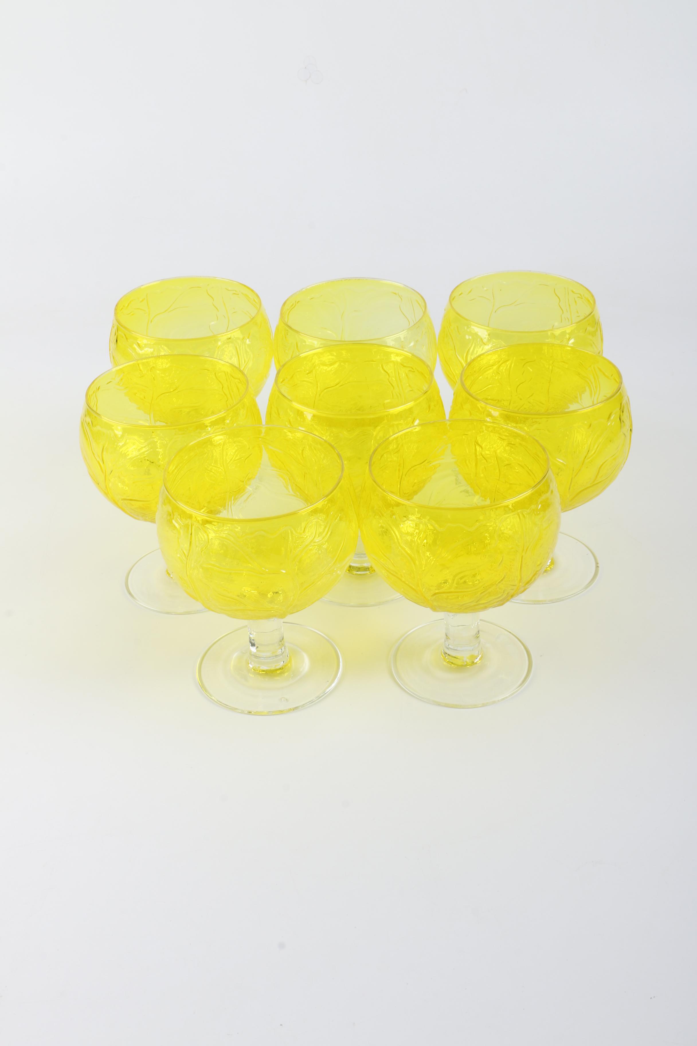 Secla "Yellow Cabbage" Glass Goblets