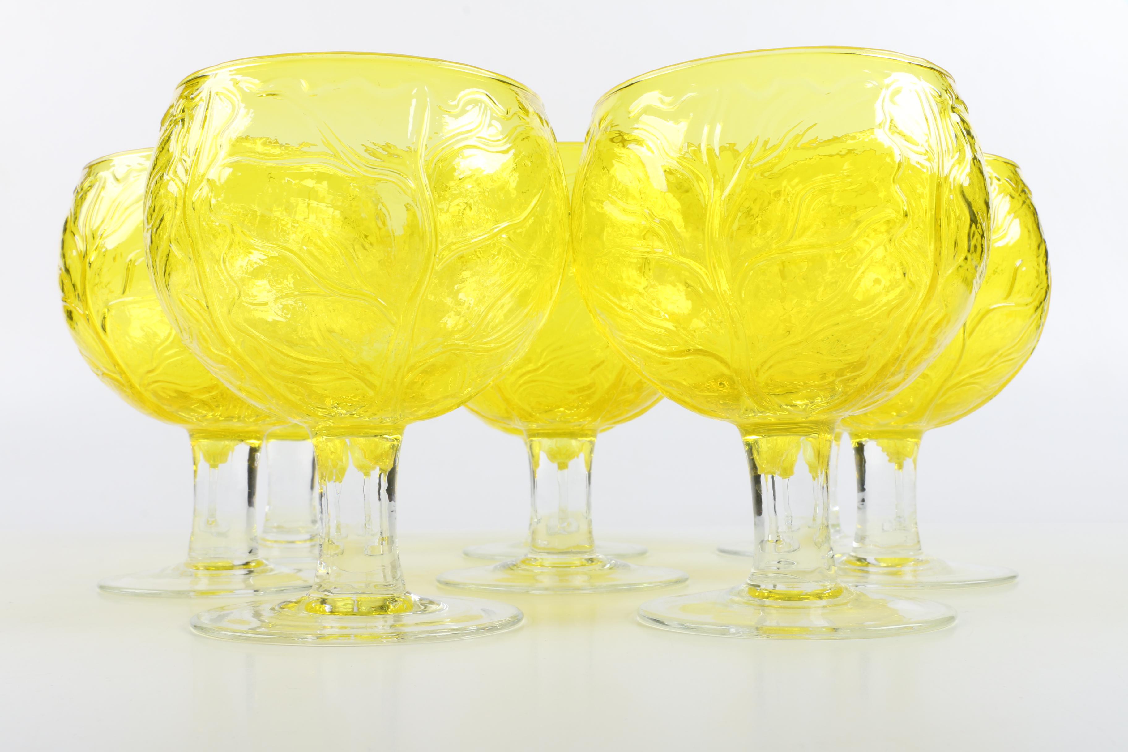 Secla "Yellow Cabbage" Glass Goblets