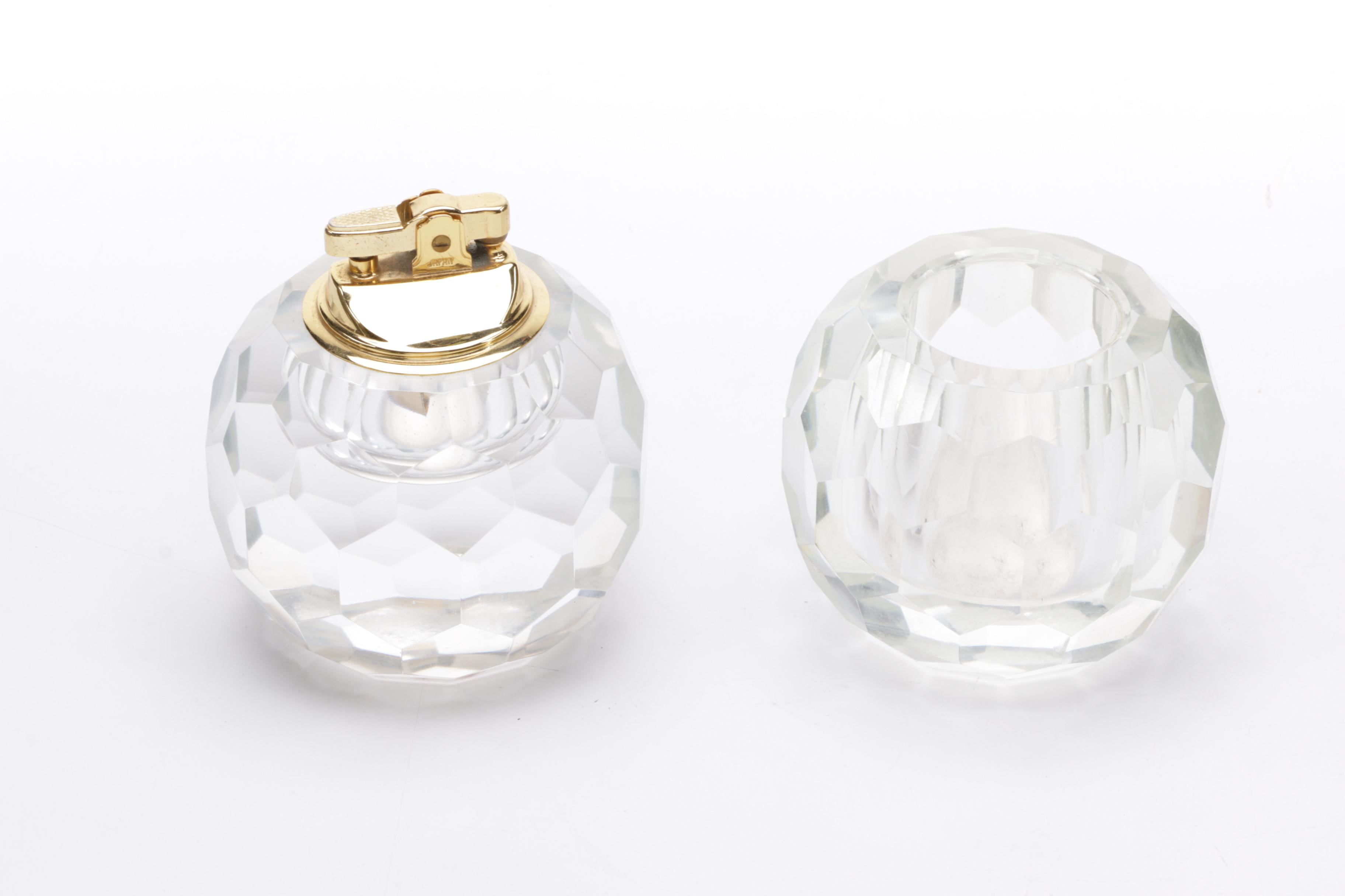 Cut Crystal Ball Lighter and Ash Receiver