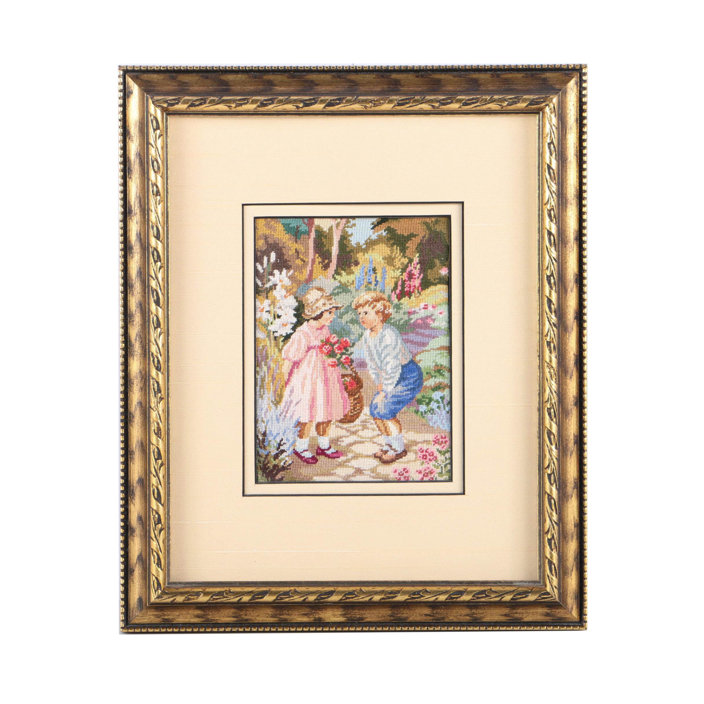 Needlework of Children in a Garden