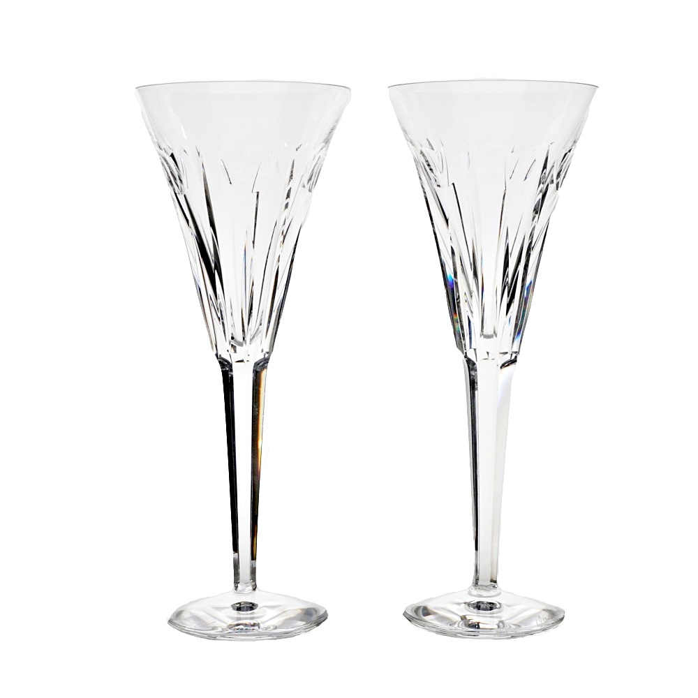 Waterford Crystal "The Millenium Collection" Champagne Flutes Toast to Love