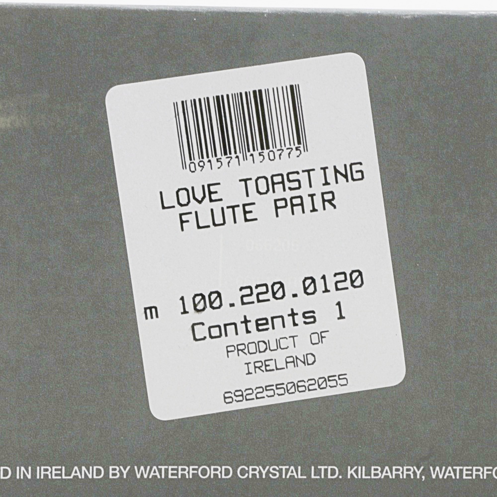 Waterford Crystal "The Millenium Collection" Champagne Flutes Toast to Love