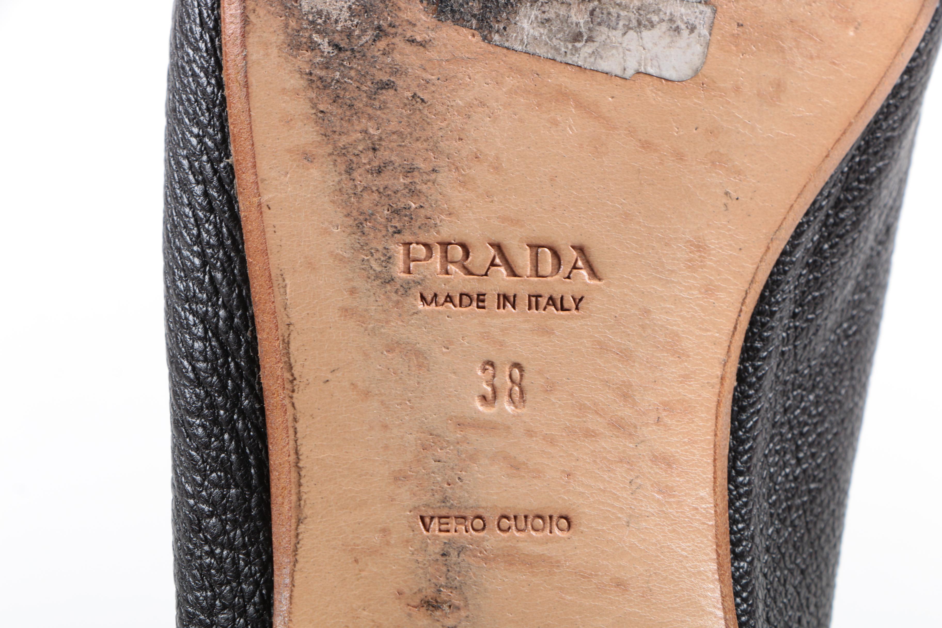 Prada Black and White Leather Flats