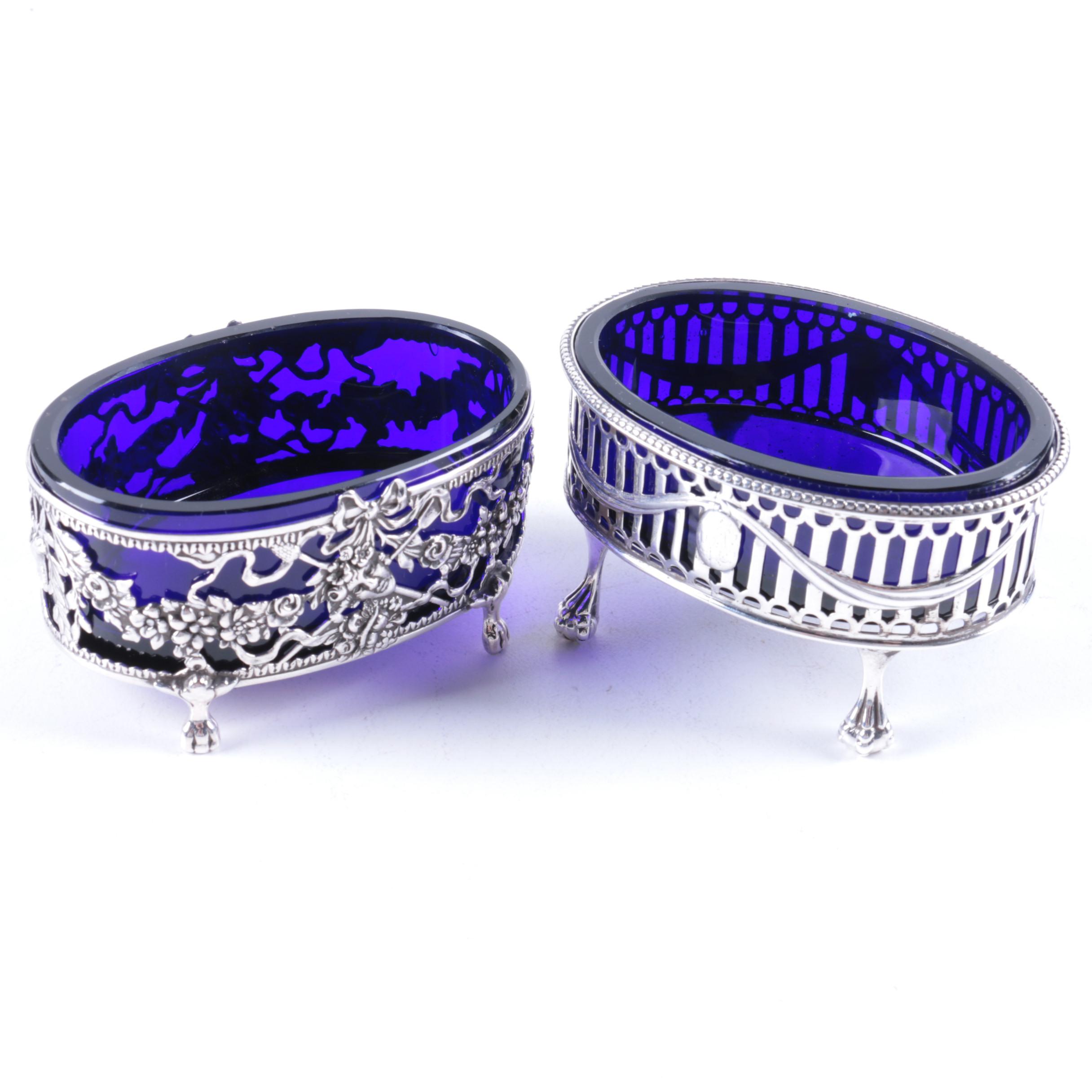 Openwork German 870 Silver and Reticulated Sterling Silver Salt Cellars