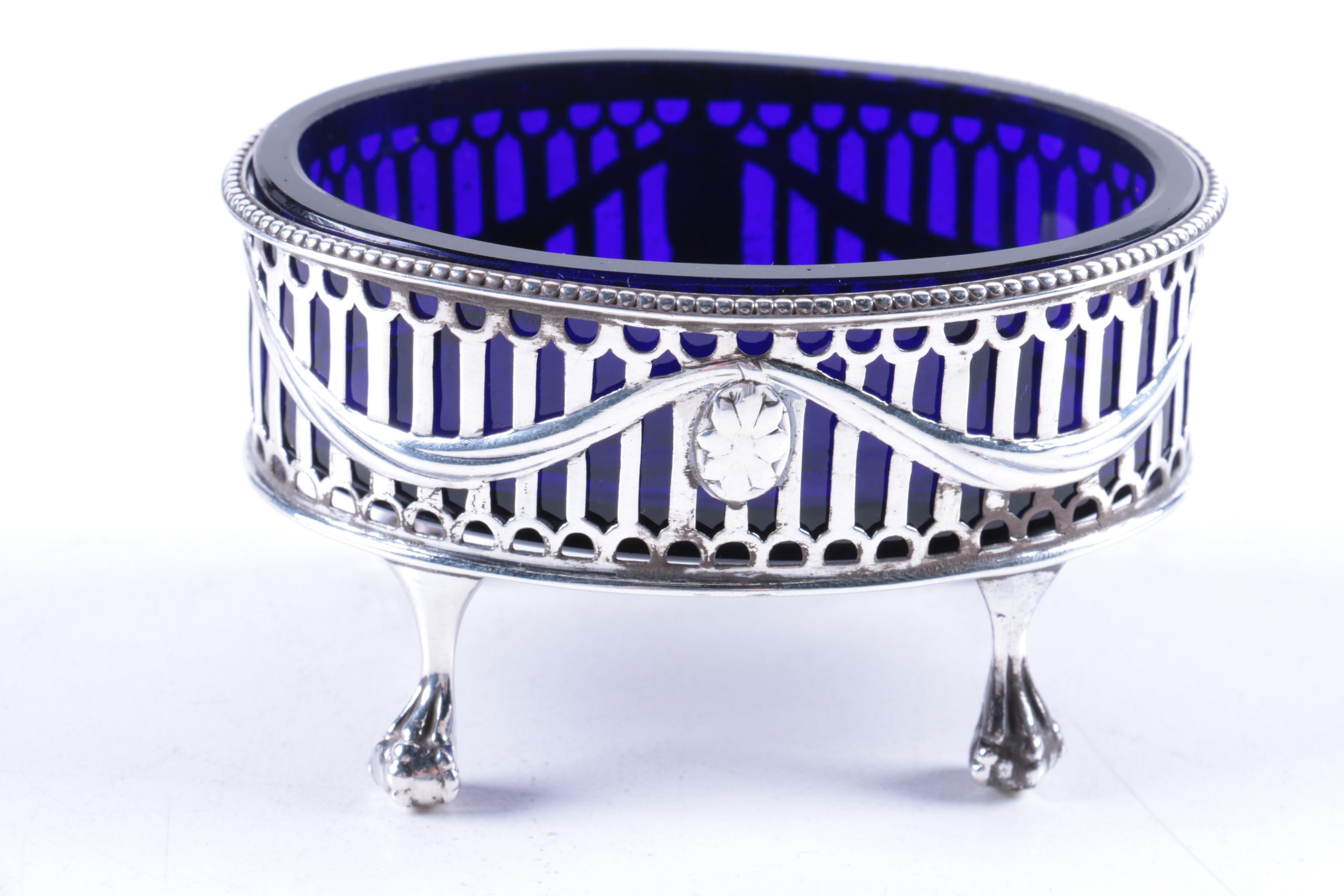 Openwork German 870 Silver and Reticulated Sterling Silver Salt Cellars