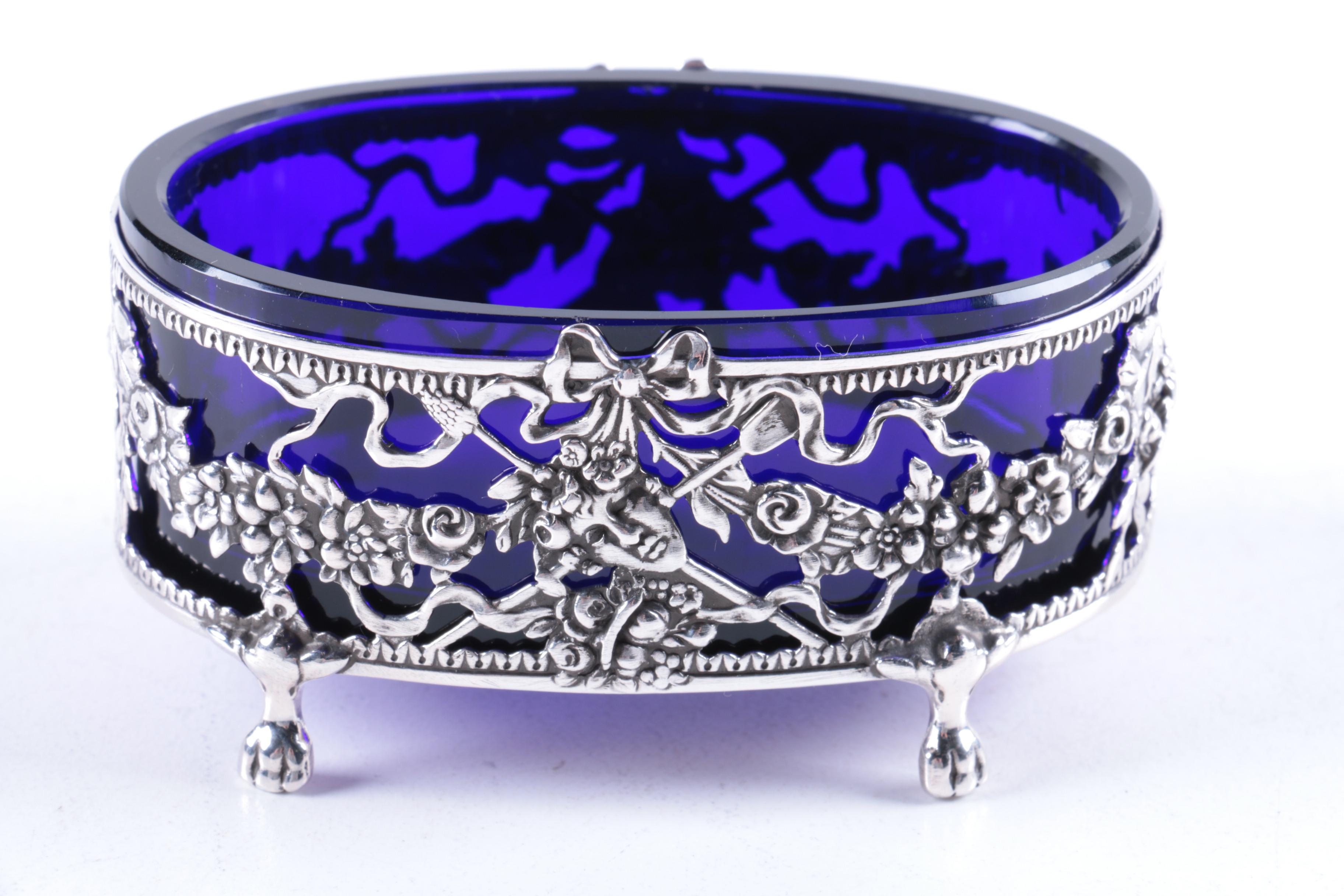 Openwork German 870 Silver and Reticulated Sterling Silver Salt Cellars