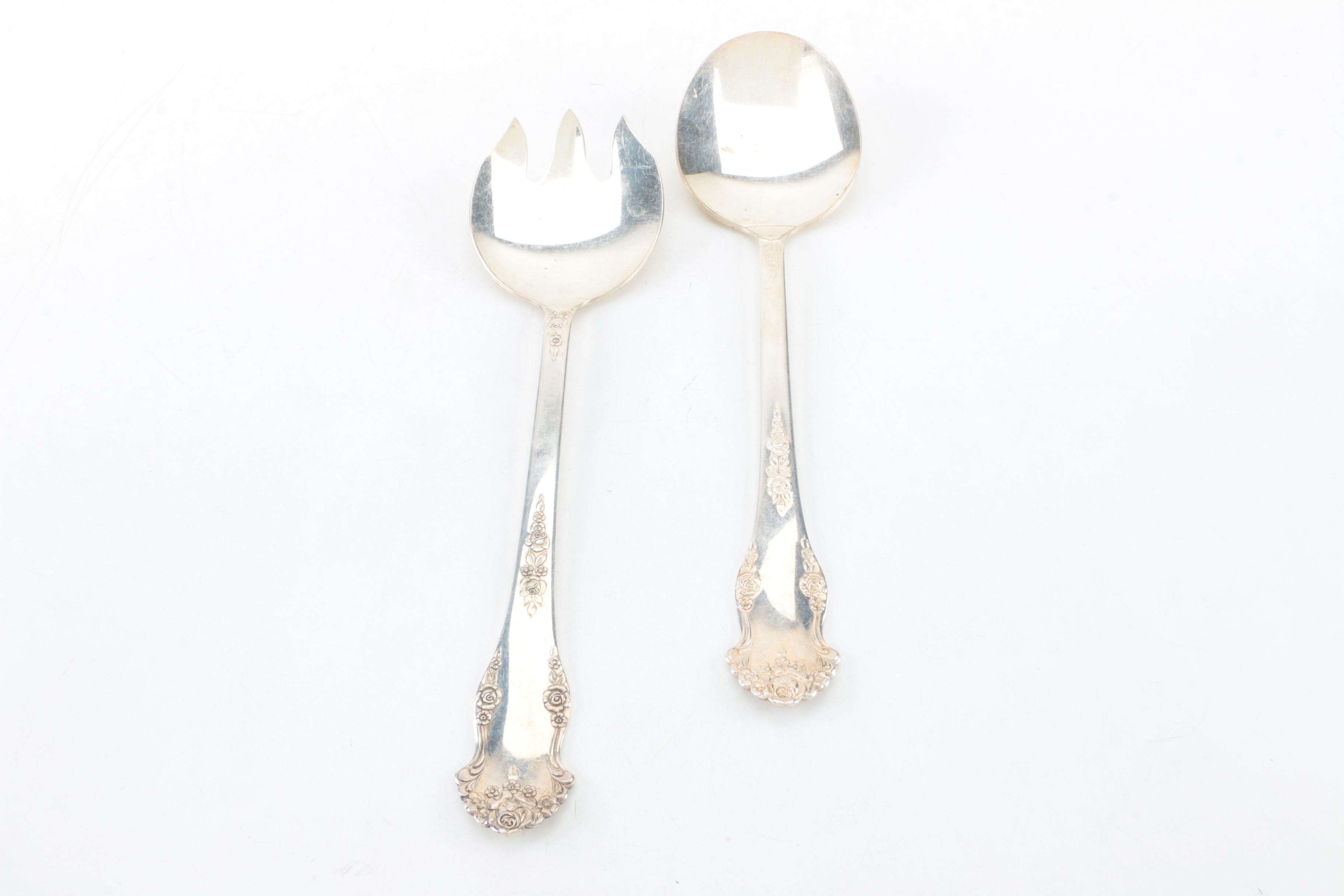 King Edward "Holiday" Silver Plate Soup Spoons with Ornate Serving Utensils