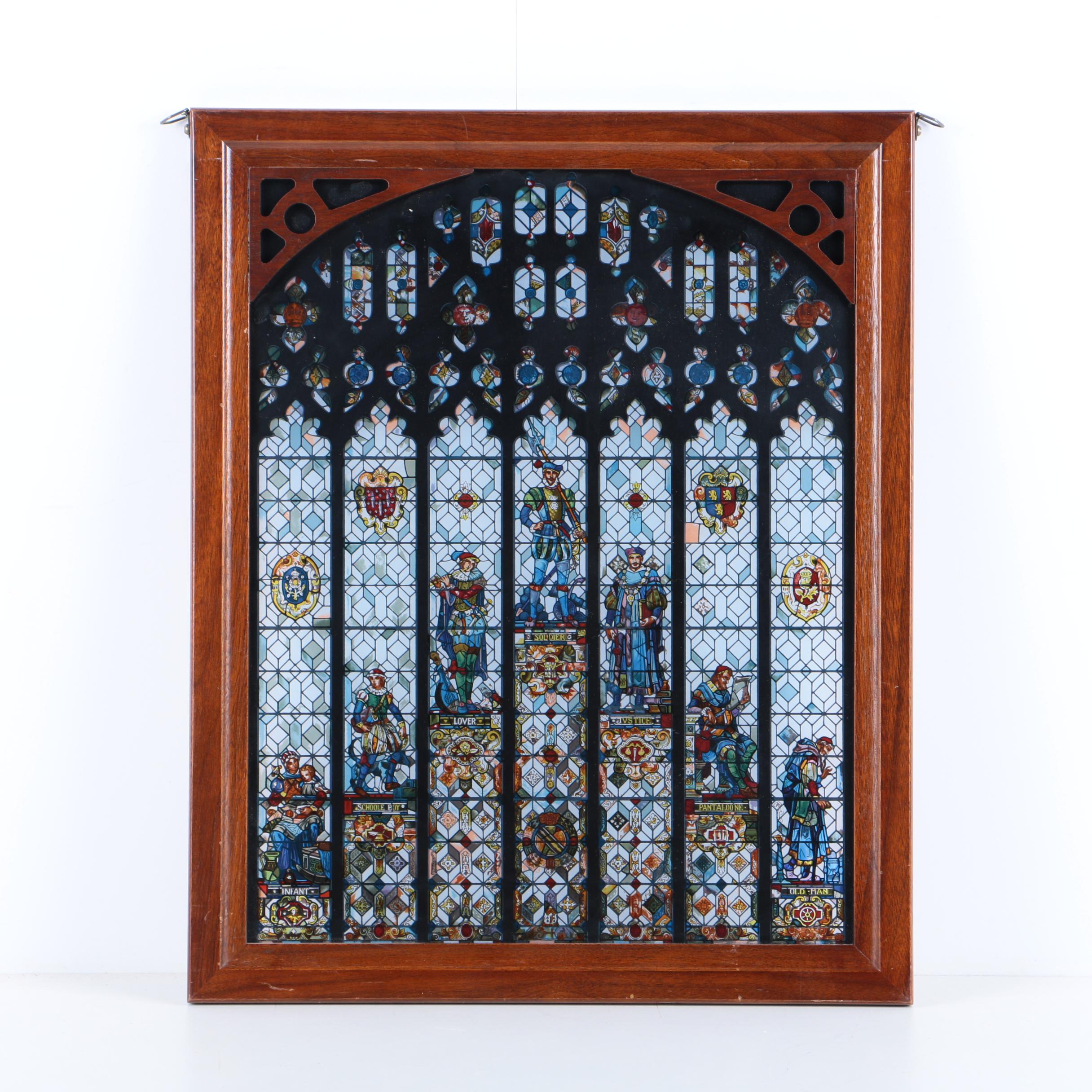 Stained Glass Tableau "The Seven Stages of Man" After Nicola d'Ascenzo