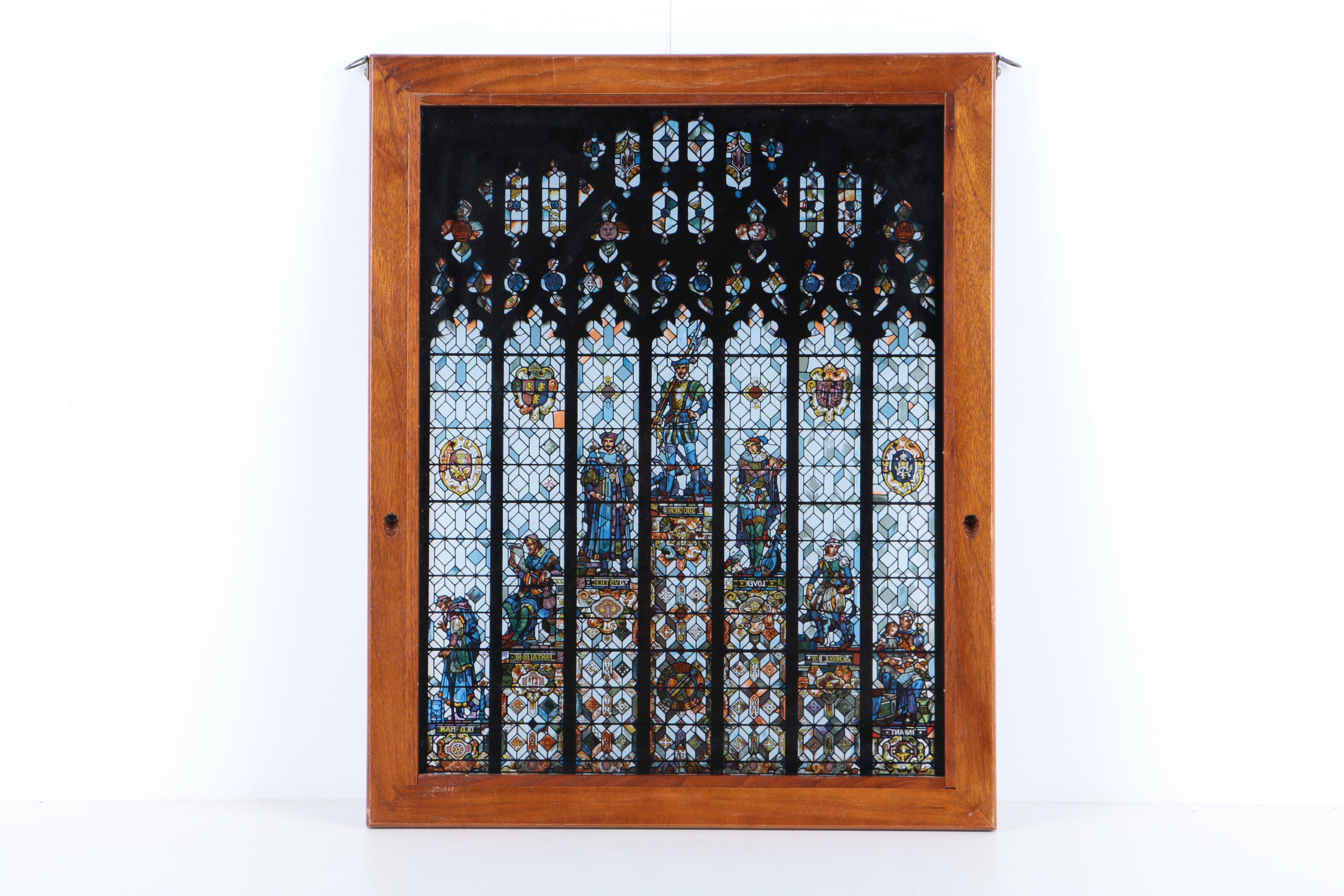 Stained Glass Tableau "The Seven Stages of Man" After Nicola d'Ascenzo